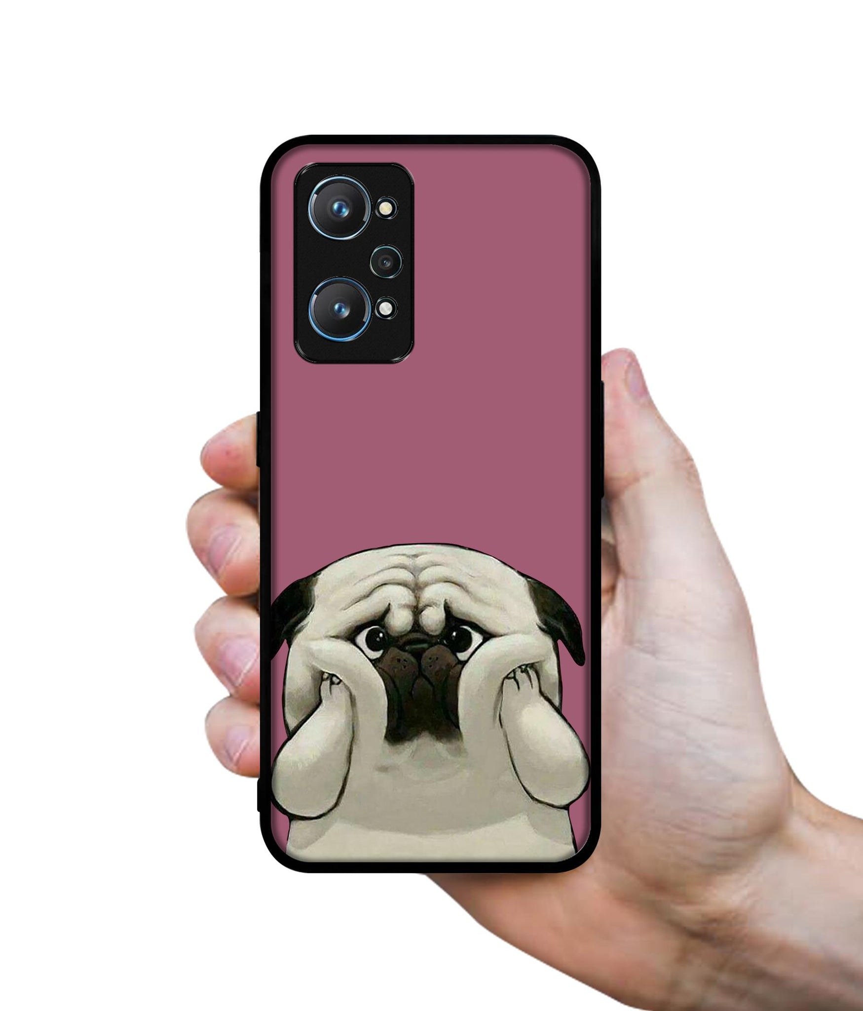 Cute Pug Holding Big Cheeks Design Designer 2D Printed Back Case Cover for Realme GT Neo 2 5G / GT 2 5G