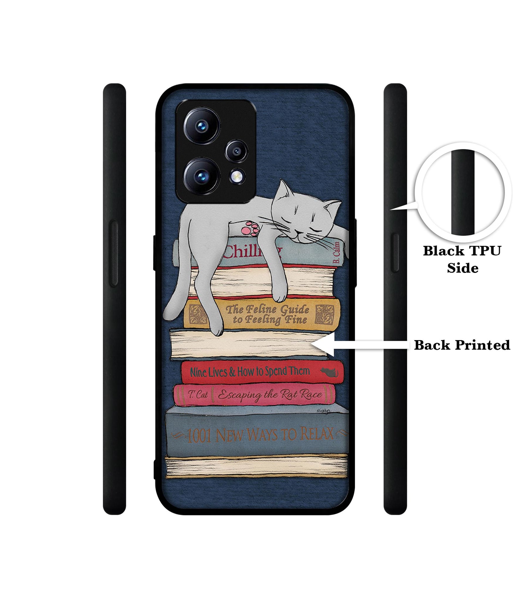 Cat Sleeping On The Books Design Designer 2D Printed Back Case Cover for Realme Narzo 50 Pro 5G