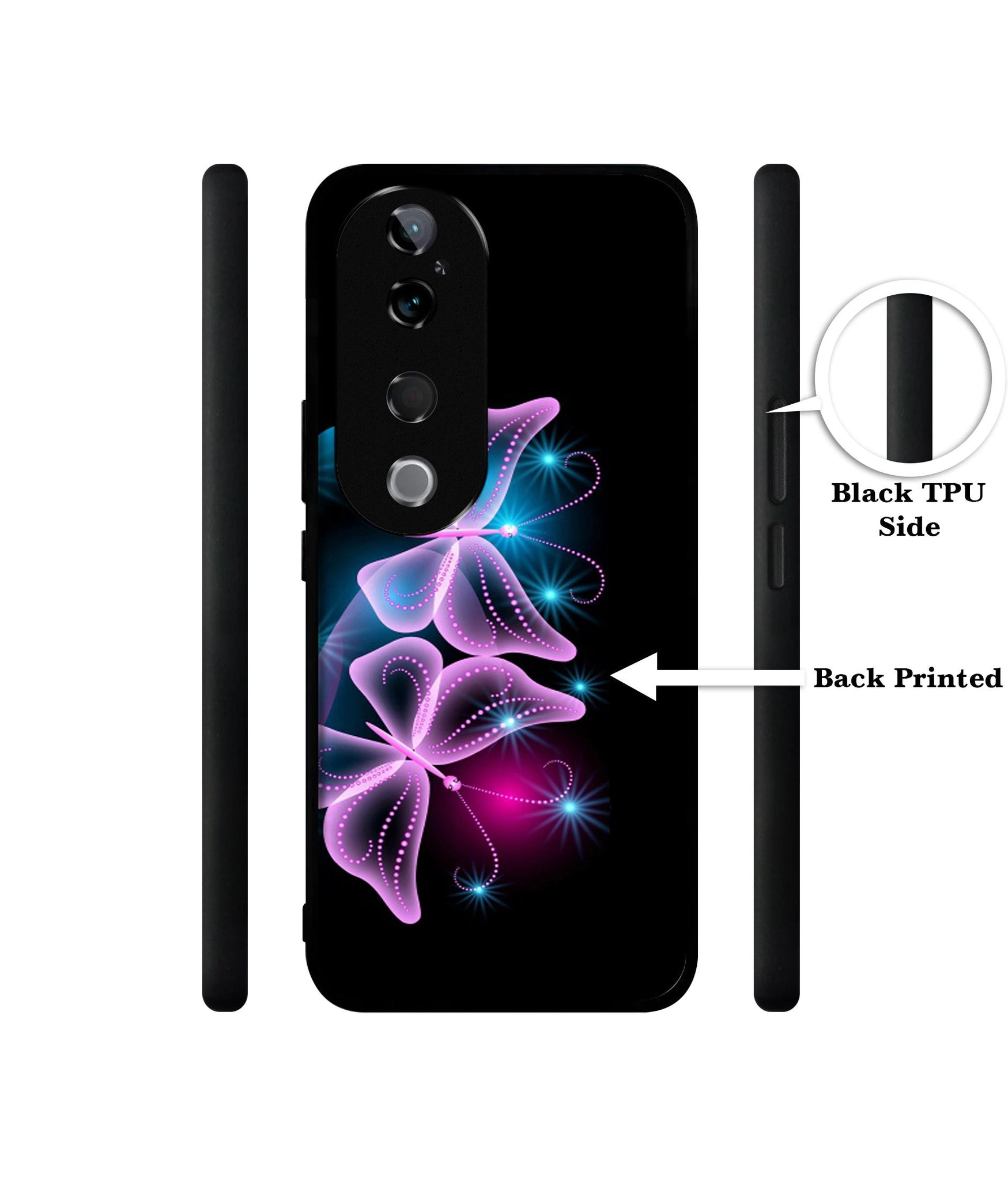 Butterflies Neon Light Design Designer 2D Printed Back Case Cover for Vivo T3 Ultra 5G