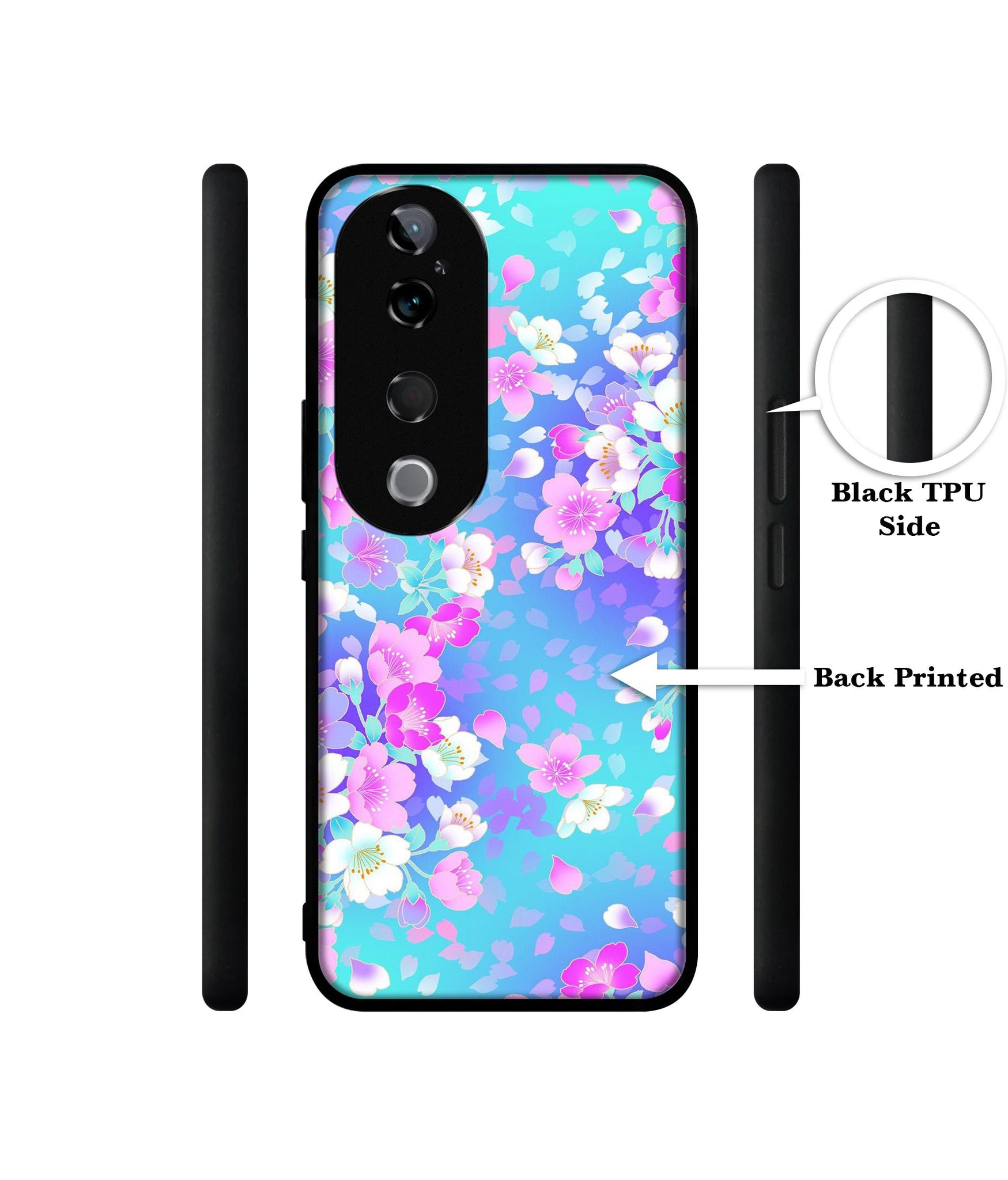 Floral Blue Pattern Design Designer 2D Printed Back Case Cover for Vivo T3 Ultra 5G