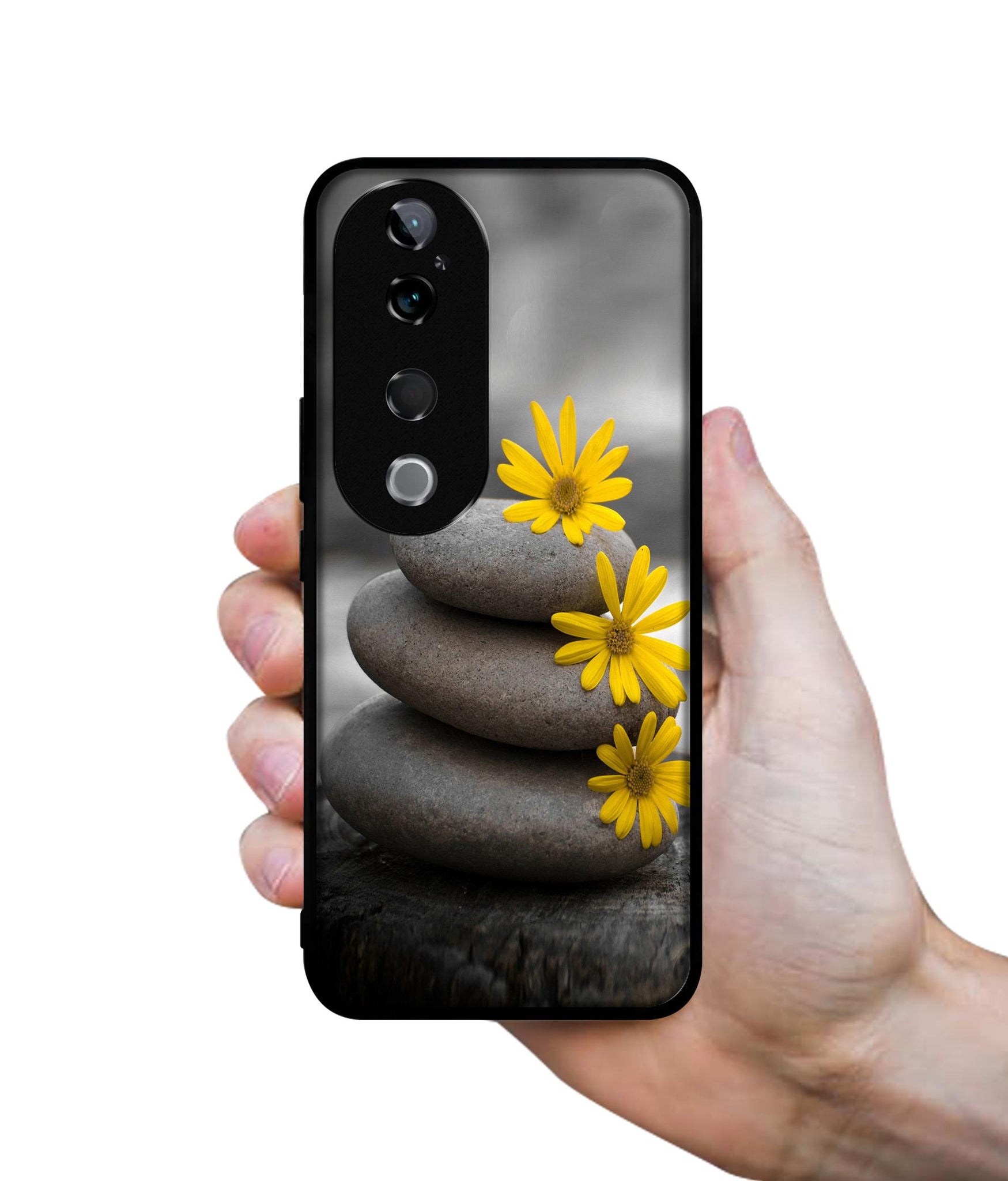 Stones And Flower Design Designer 2D Printed Back Case Cover for Vivo T3 Ultra 5G