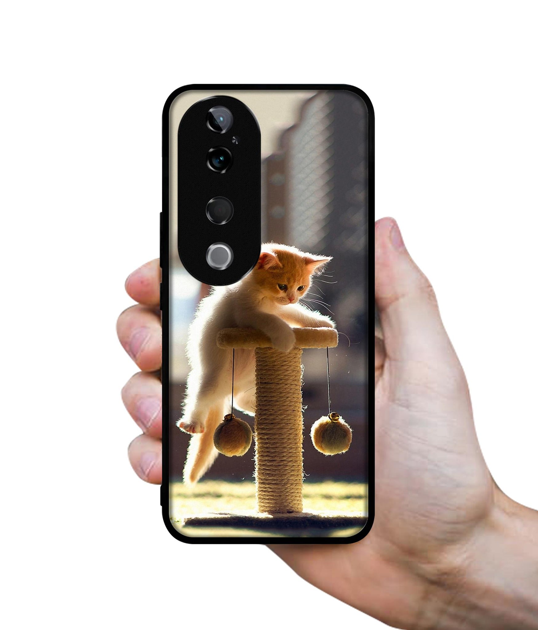 Cat Climbing Design Designer 2D Printed Back Case Cover for Vivo T3 Ultra 5G