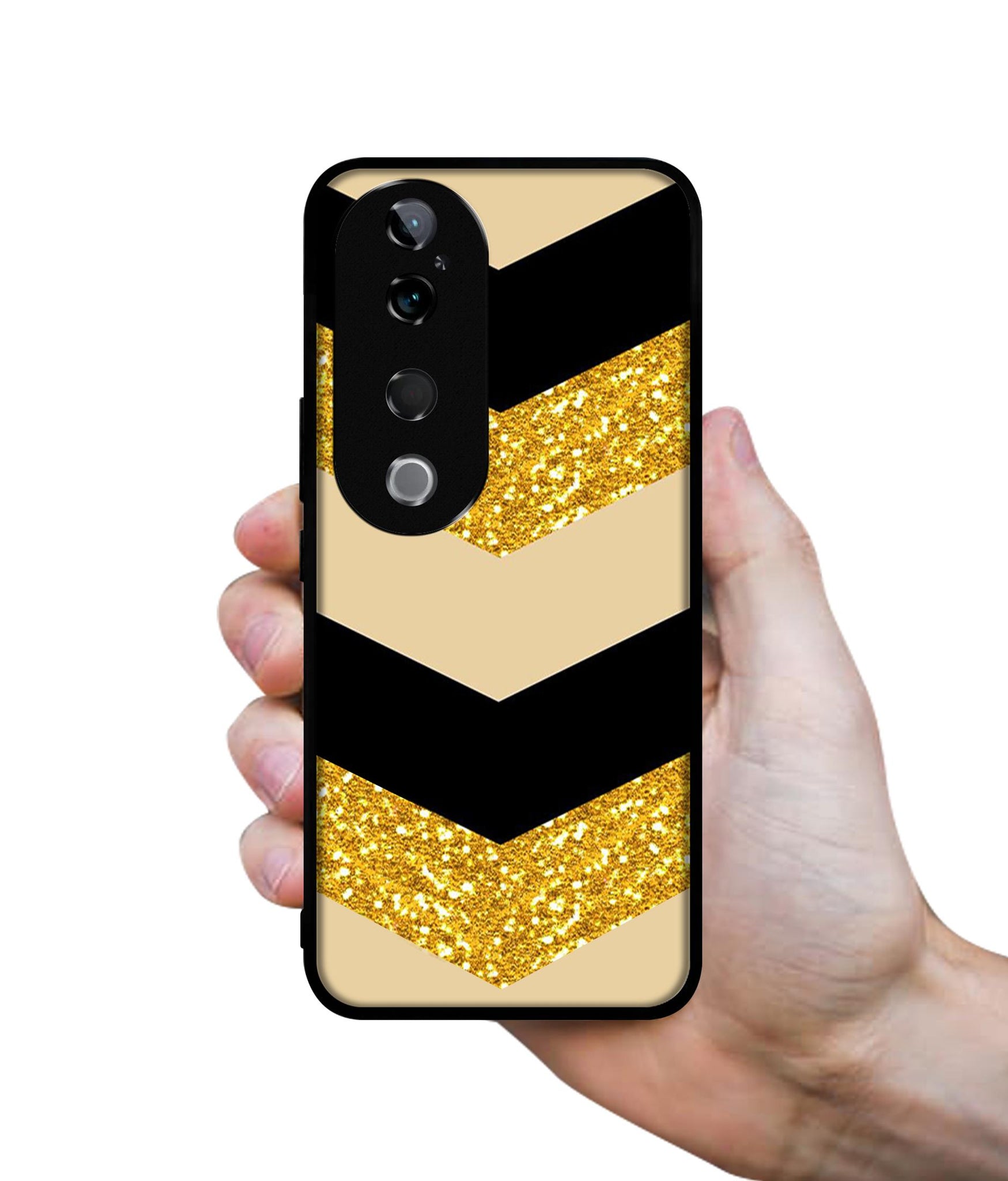 Black & Gold Design Designer 2D Printed Back Case Cover for Vivo T3 Ultra 5G