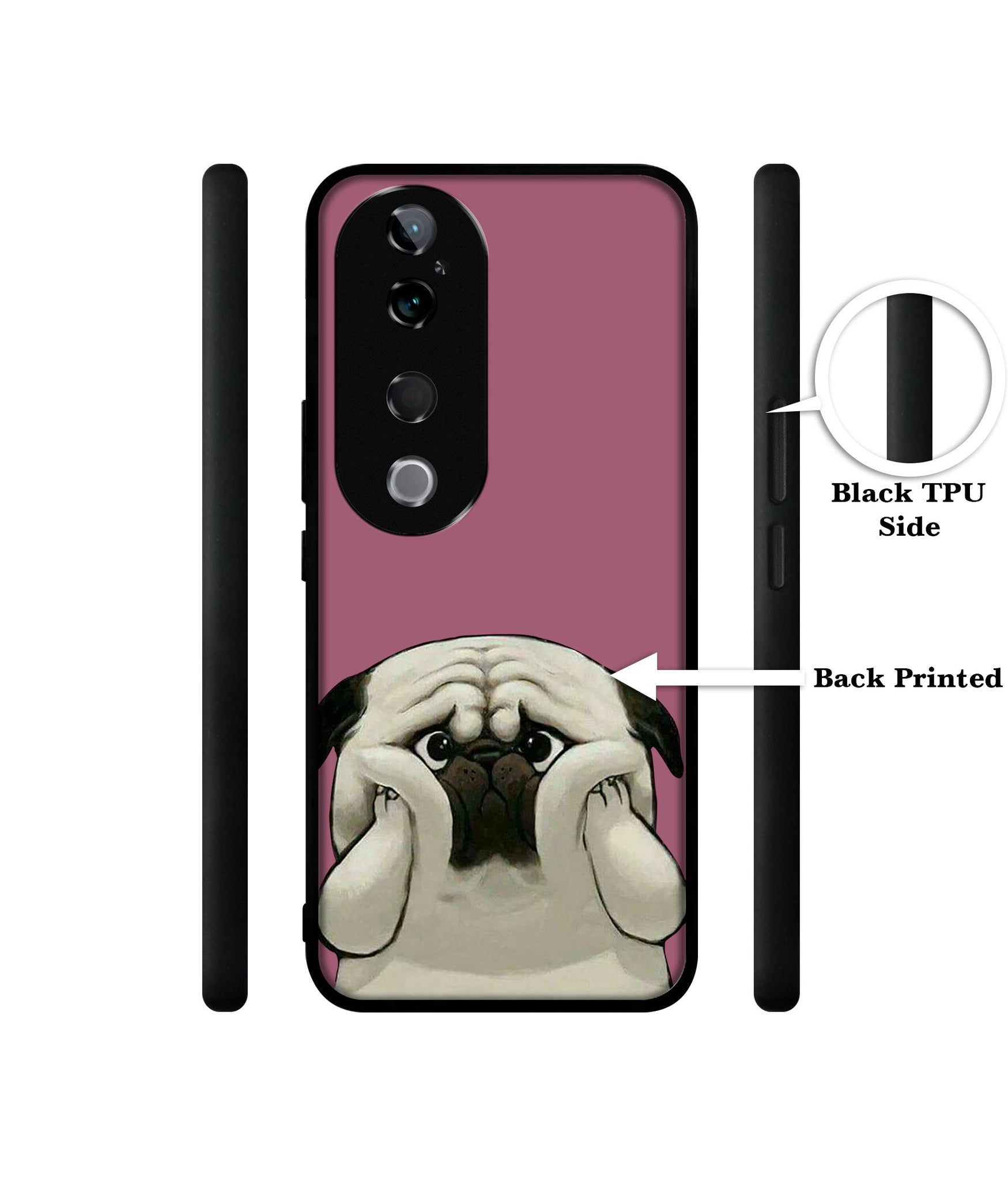 Cute Pug Holding Big Cheeks Design Designer 2D Printed Back Case Cover for Vivo T3 Ultra 5G