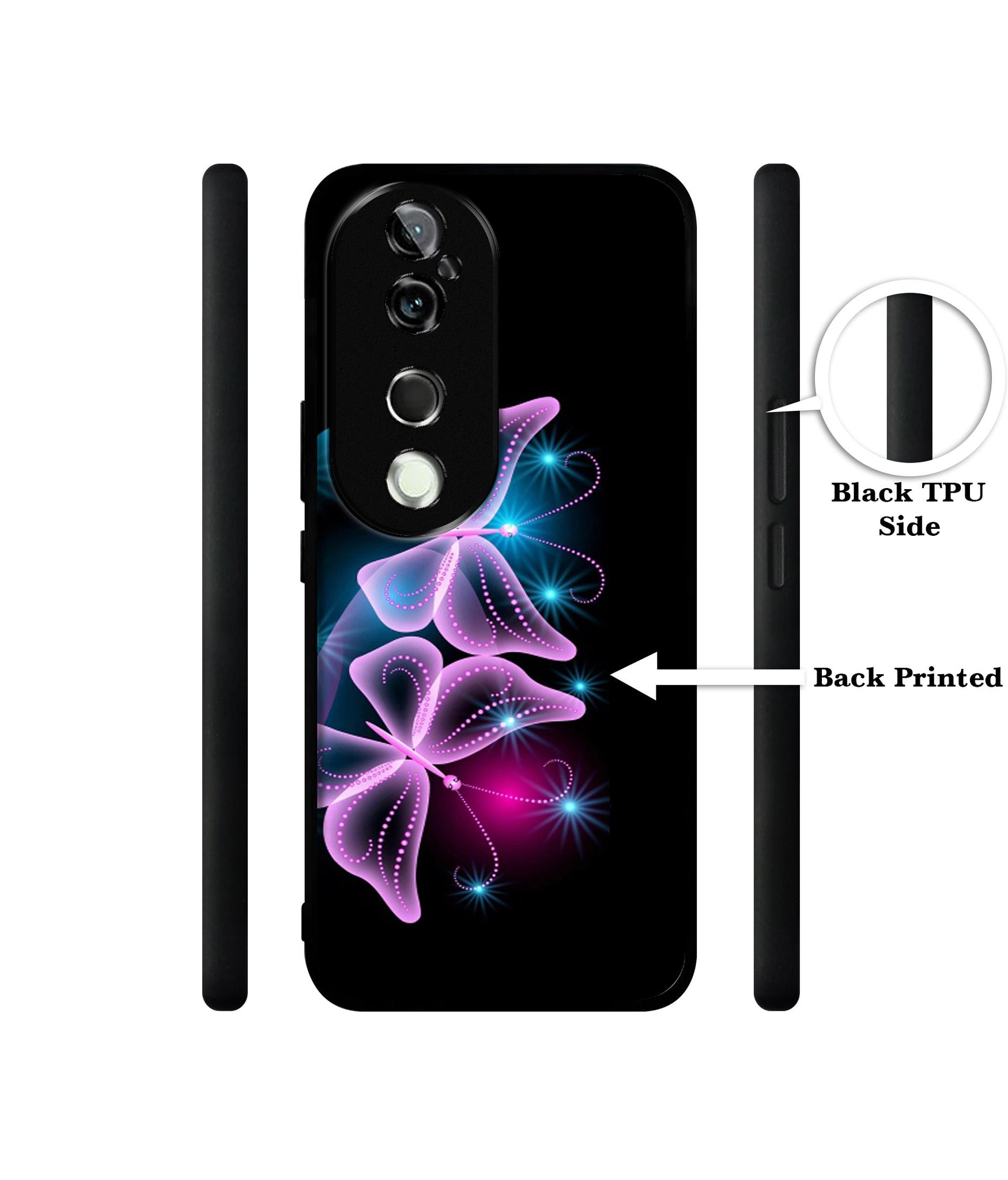 Butterflies Neon Light Design Designer 2D Printed Back Case Cover for Vivo V40 5G / V40 Pro 5G