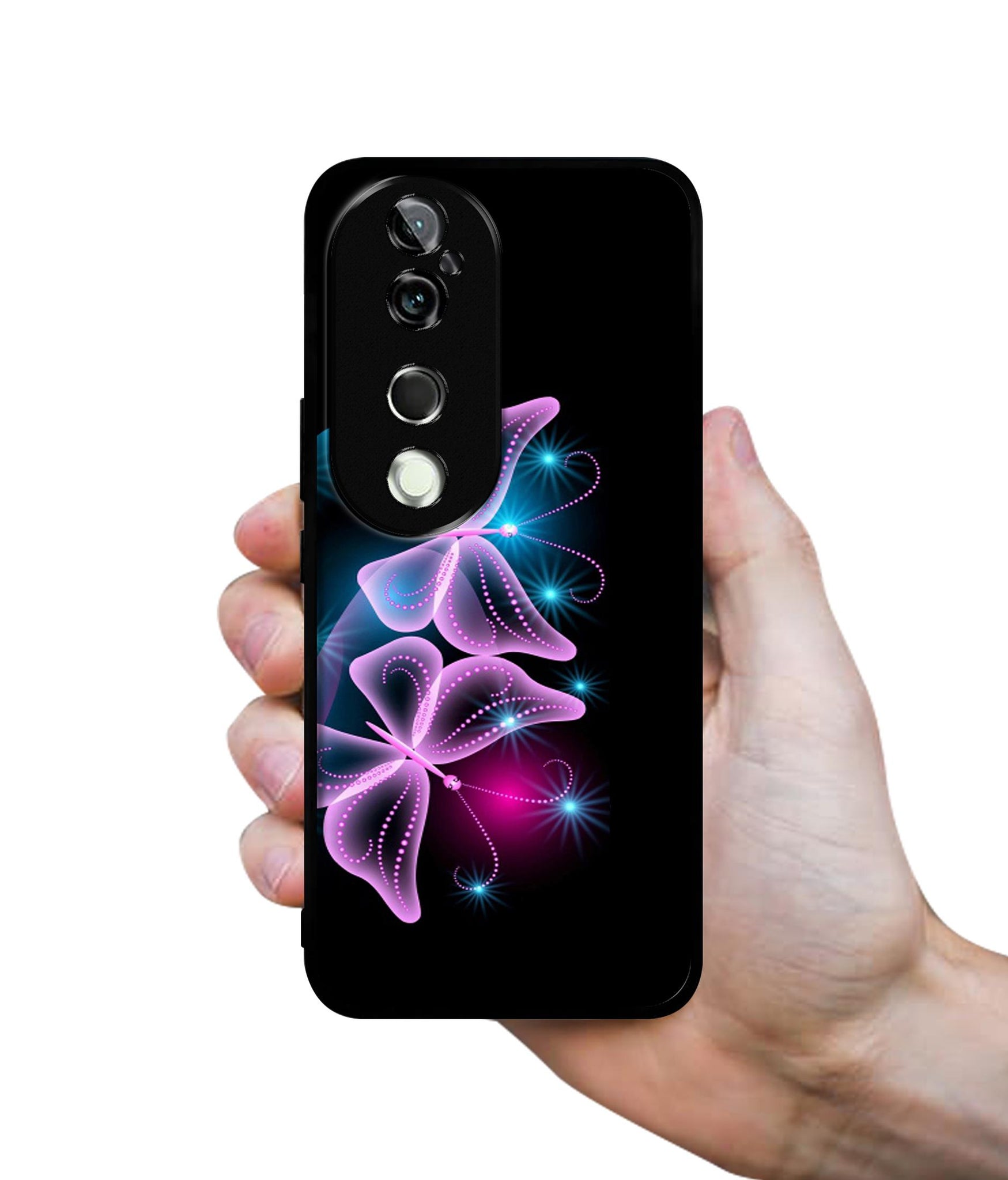 Butterflies Neon Light Design Designer 2D Printed Back Case Cover for Vivo V40 5G / V40 Pro 5G