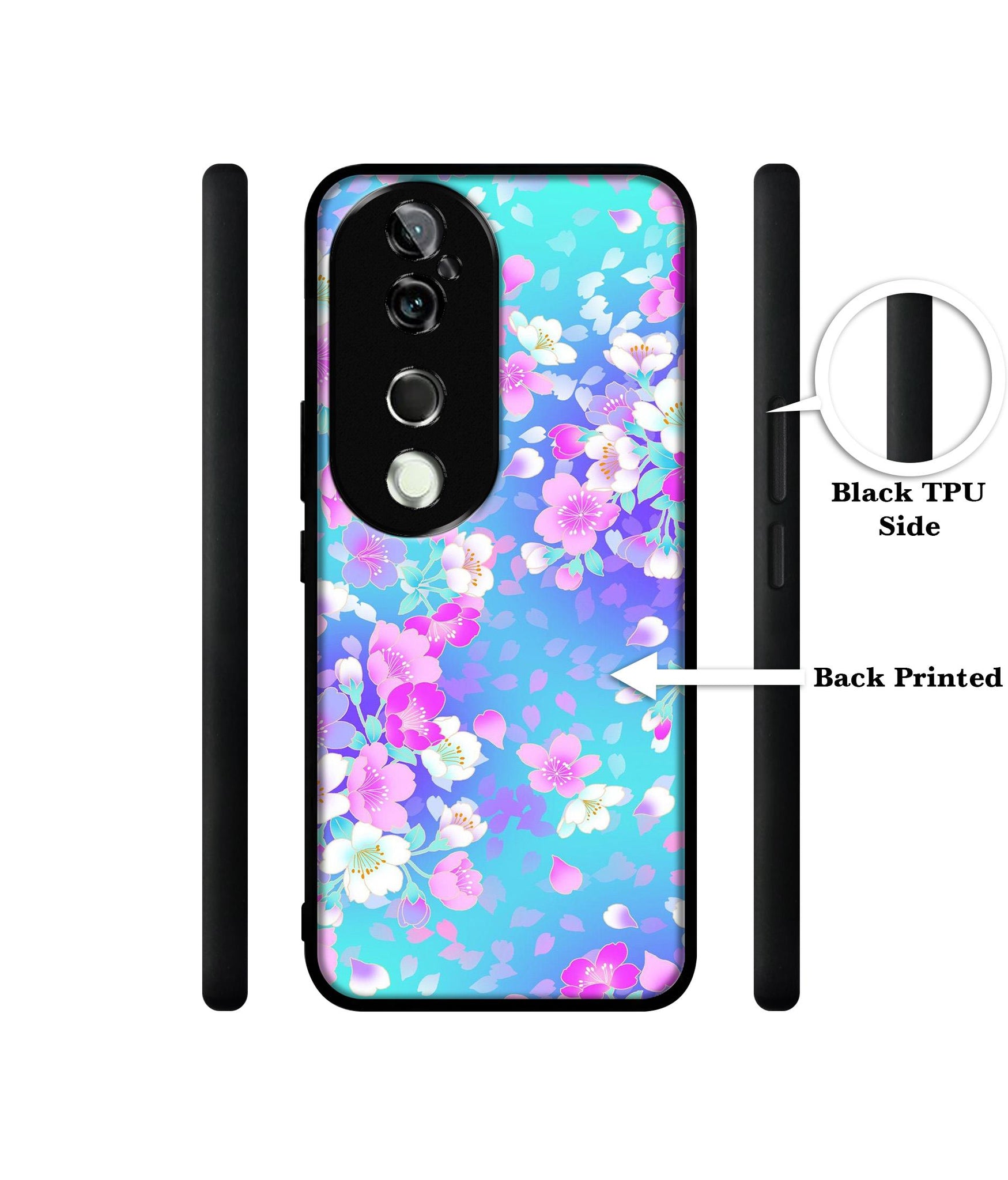 Floral Blue Pattern Design Designer 2D Printed Back Case Cover for Vivo V40 5G / V40 Pro 5G