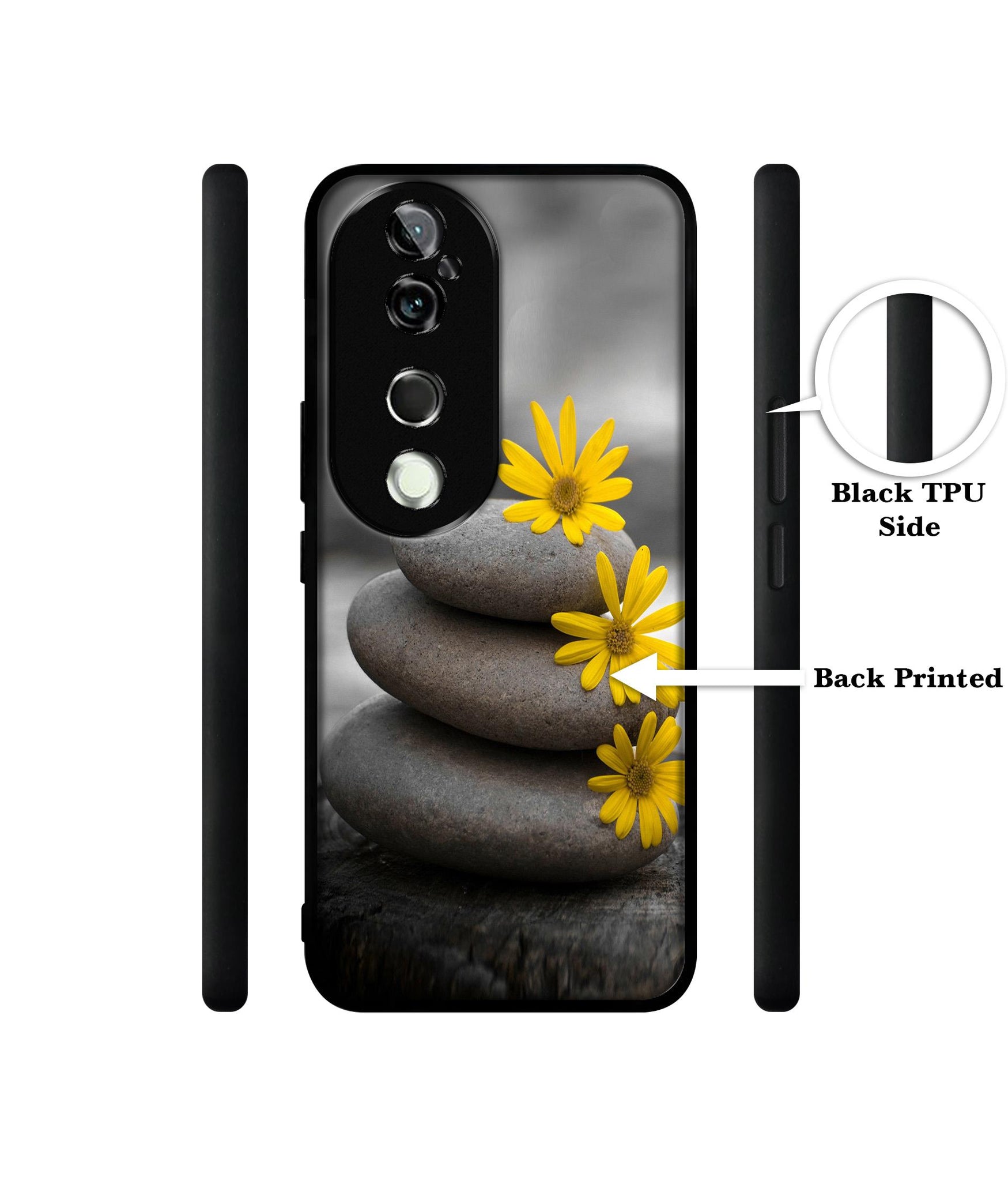 Stones And Flower Design Designer 2D Printed Back Case Cover for Vivo V40 5G / V40 Pro 5G
