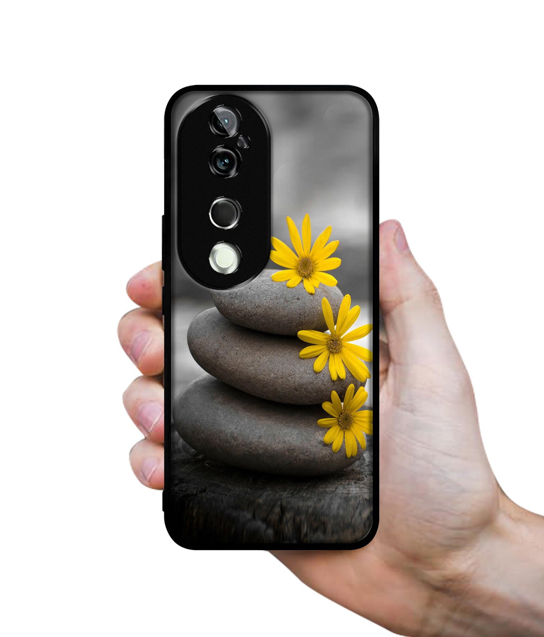 Stones And Flower Design Designer 2D Printed Back Case Cover for Vivo V40 5G / V40 Pro 5G