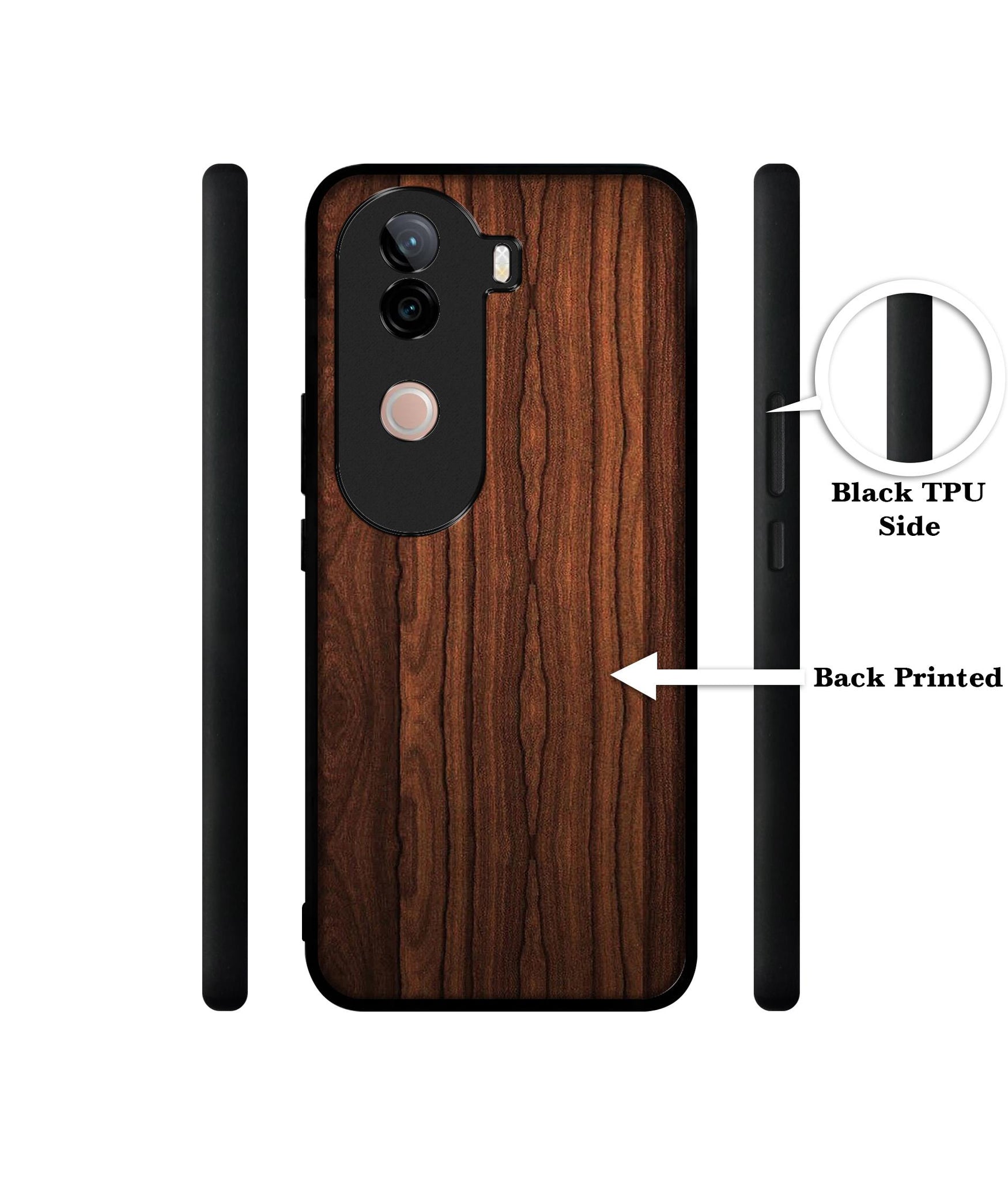 Brown Wooden Texture Design Designer 2D Printed Back Case Cover for Vivo V40e 5G / iQOO Z9s 5G
