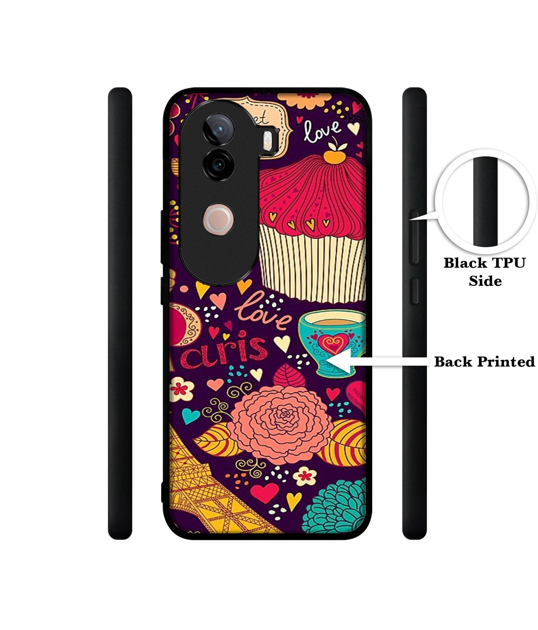 Paris Flower Love Design Designer 2D Printed Back Case Cover for Vivo V40e 5G / iQOO Z9s 5G