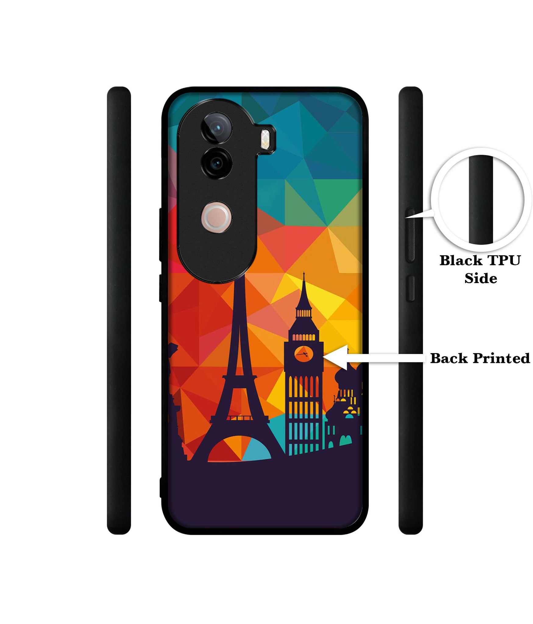 Colored Paris Design Designer 2D Printed Back Case Cover for Vivo V40e 5G / iQOO Z9s 5G