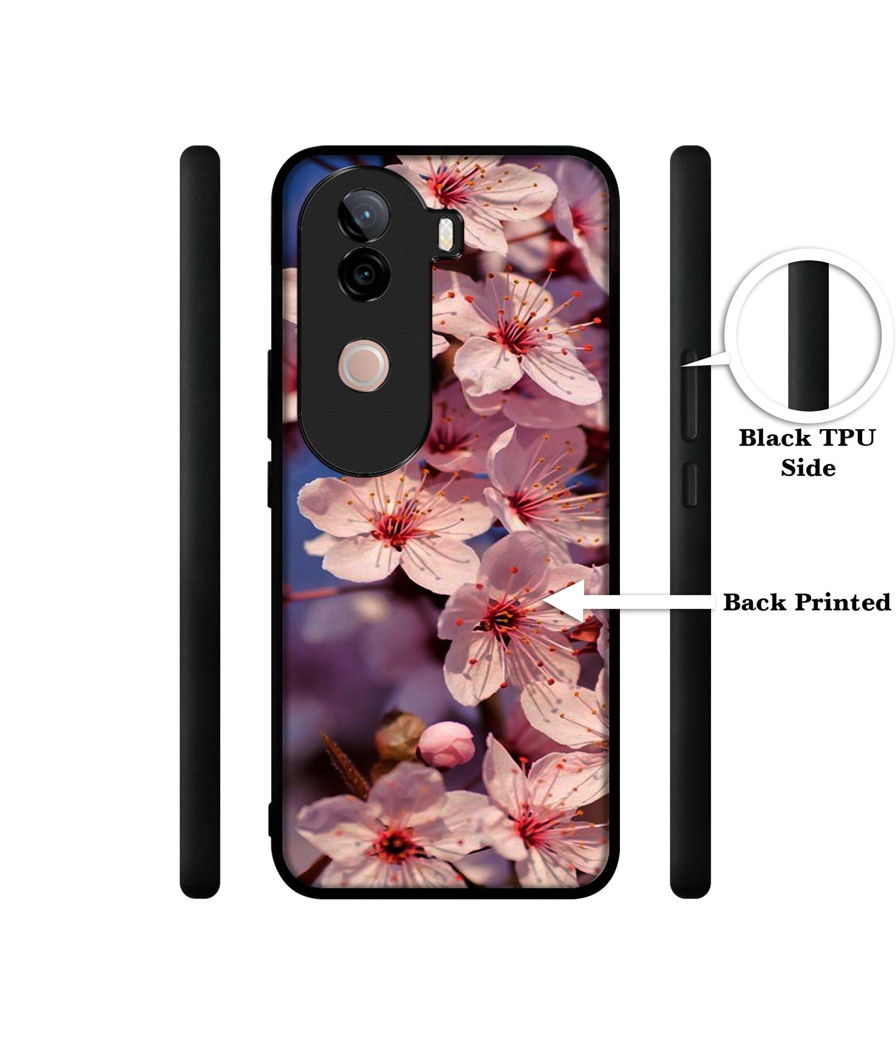 Pink Flowers Pattern Design Designer 2D Printed Back Case Cover for Vivo V40e 5G / iQOO Z9s 5G