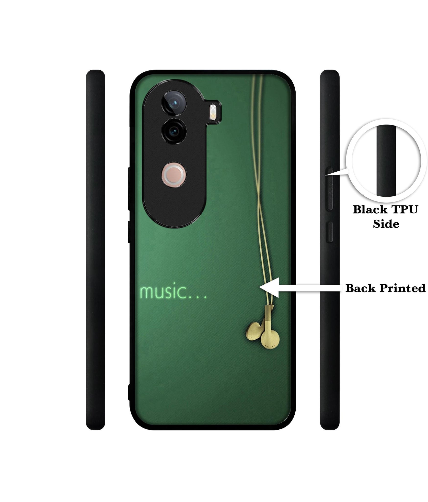 Headphone Music Design Designer 2D Printed Back Case Cover for Vivo V40e 5G / iQOO Z9s 5G