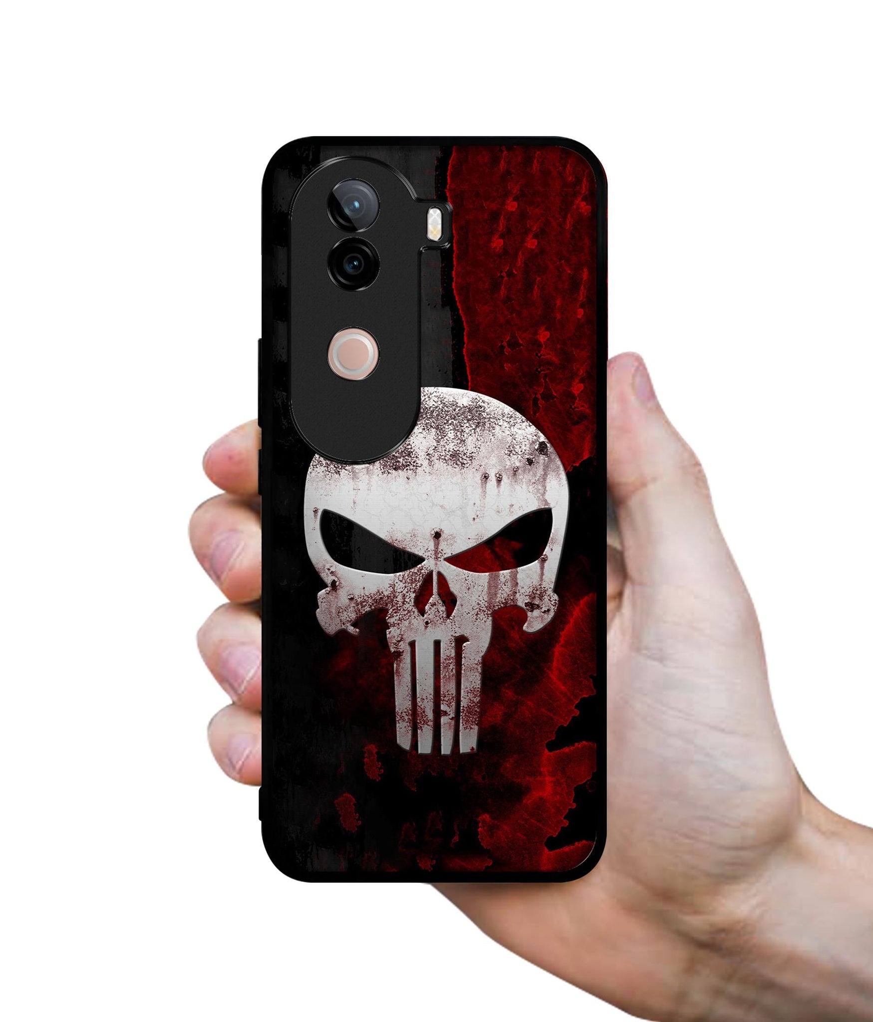 Punisher Skull Design Designer 2D Printed Back Case Cover for Vivo V40e 5G / iQOO Z9s 5G