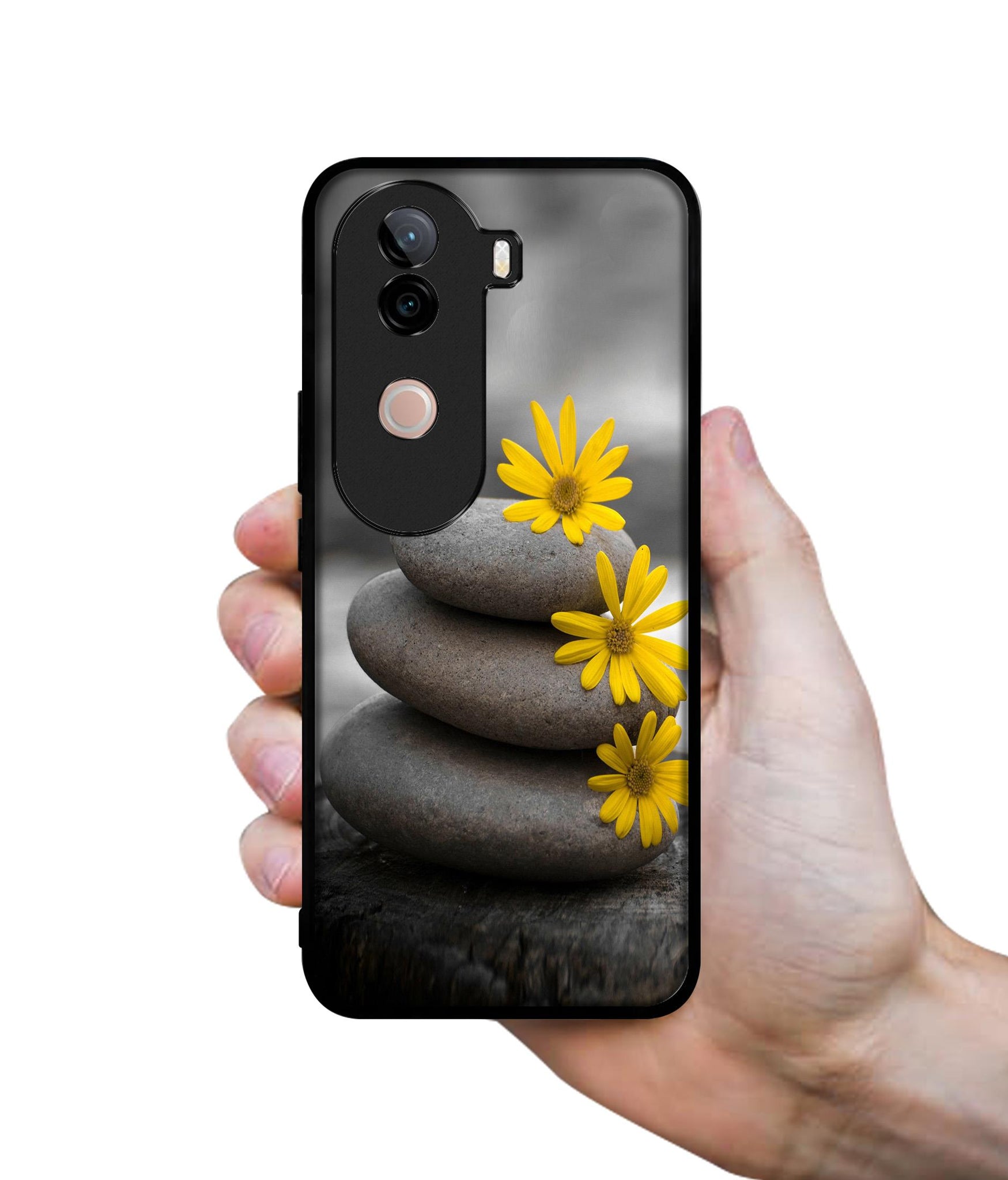 Stones And Flower Design Designer 2D Printed Back Case Cover for Vivo V40e 5G / iQOO Z9s 5G