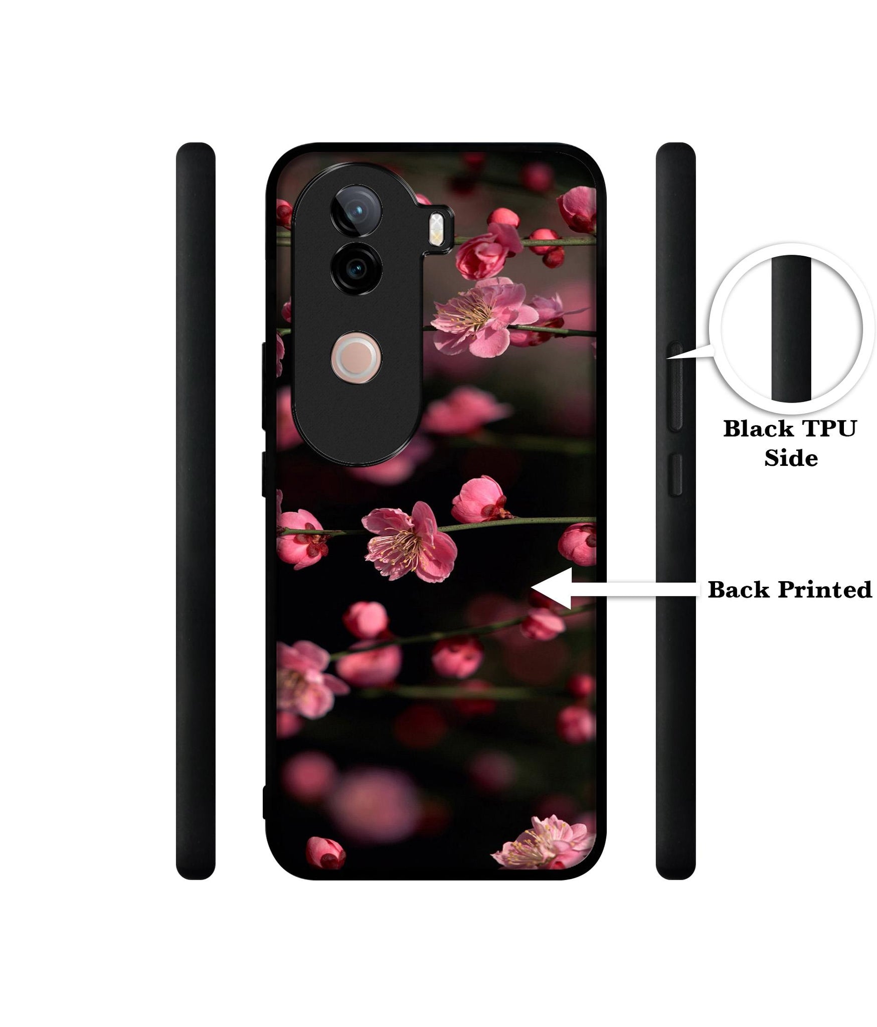 Pink Flowers Design Designer 2D Printed Back Case Cover for Vivo V40e 5G / iQOO Z9s 5G