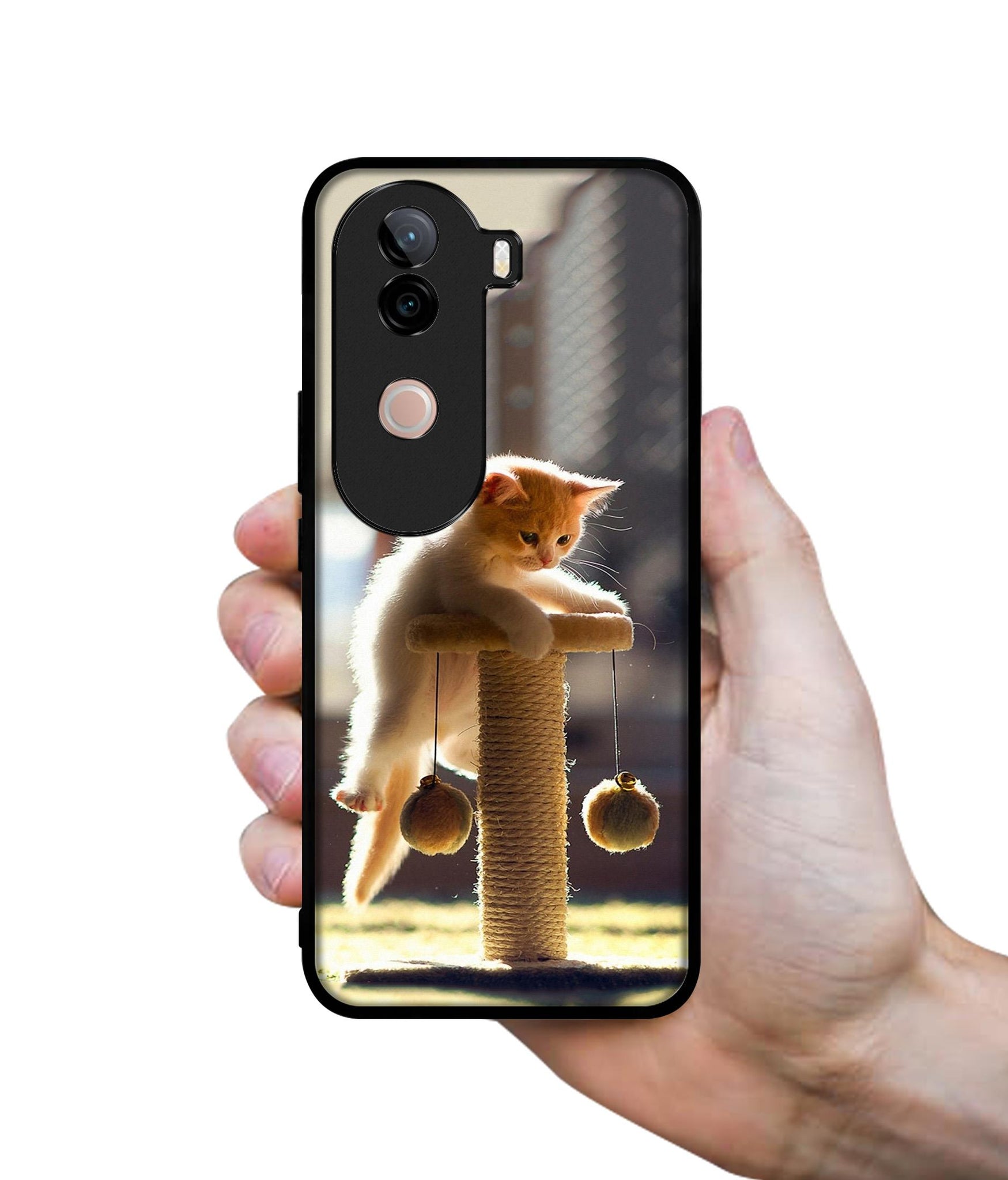 Cat Climbing Design Designer 2D Printed Back Case Cover for Vivo V40e 5G / iQOO Z9s 5G