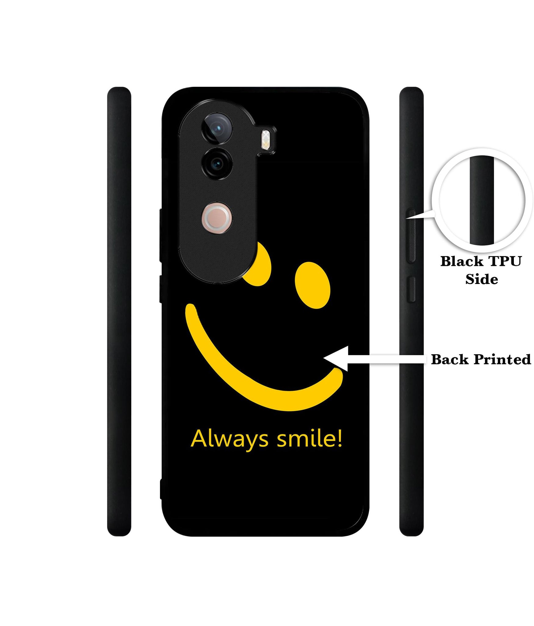 Always Smile Quote Design Designer 2D Printed Back Case Cover for Vivo V40e 5G / iQOO Z9s 5G