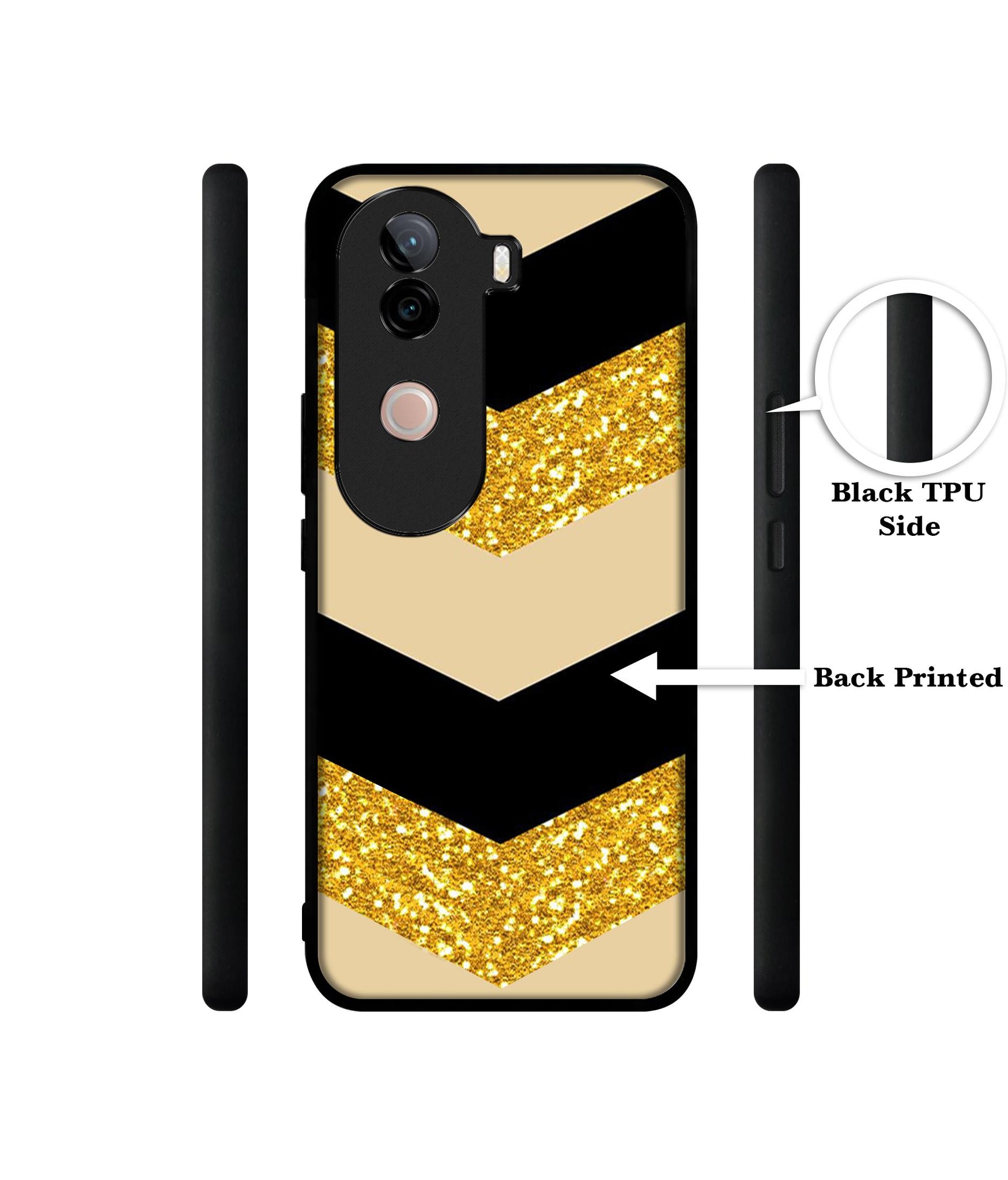 Black & Gold Design Designer 2D Printed Back Case Cover for Vivo V40e 5G / iQOO Z9s 5G