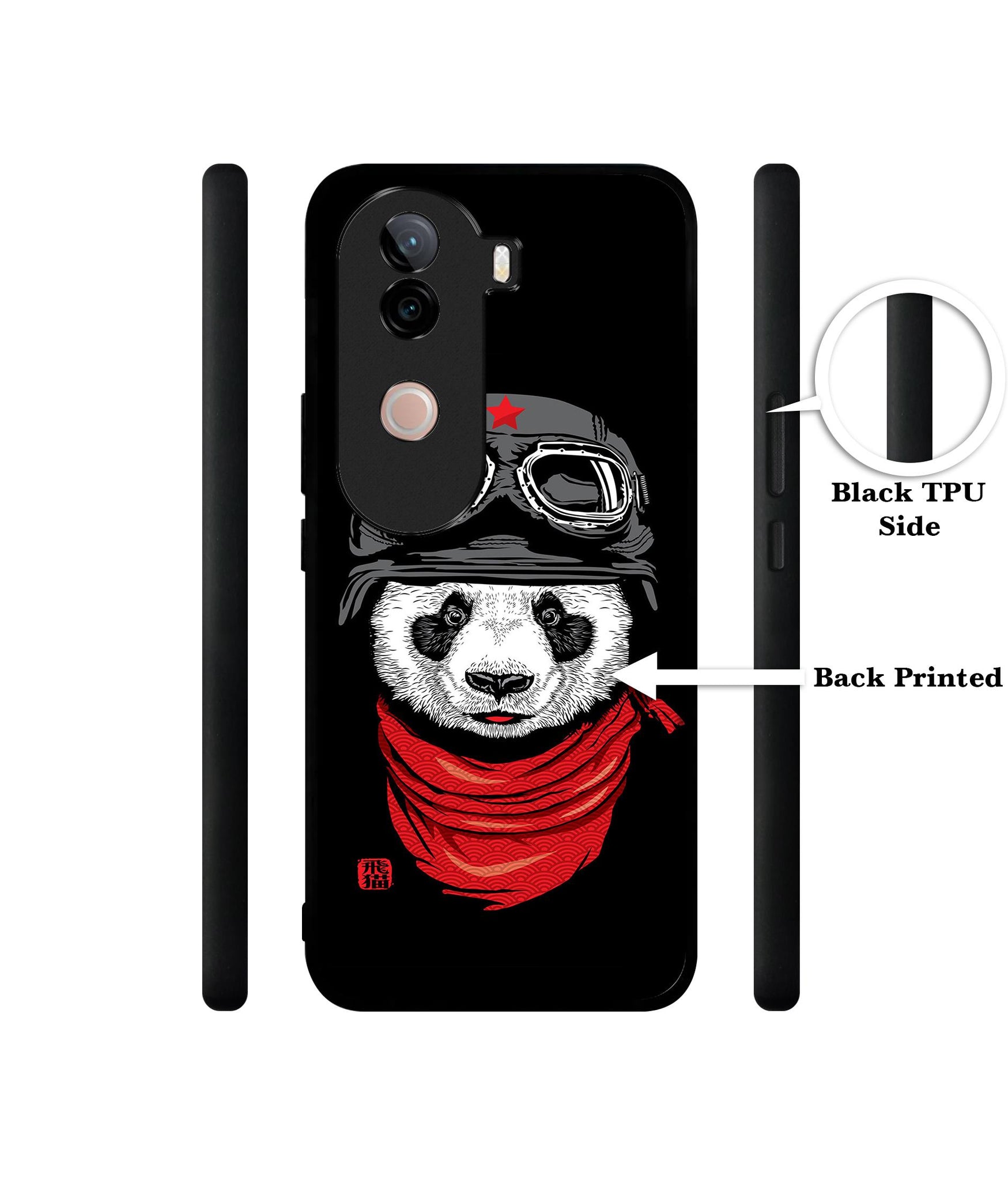 Biker Panda Design Designer 2D Printed Back Case Cover for Vivo V40e 5G / iQOO Z9s 5G