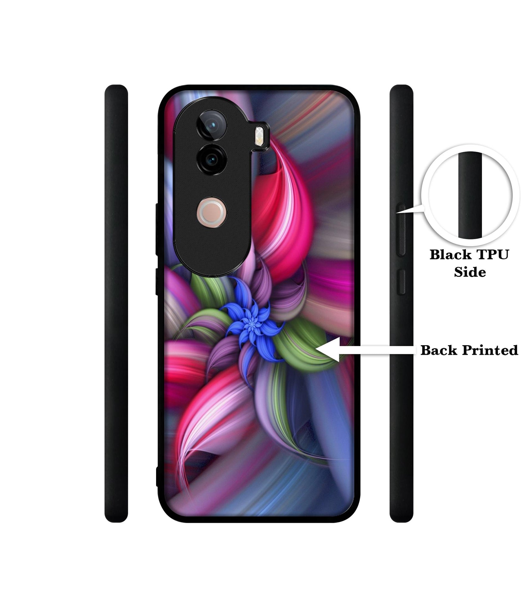 Colorful Flower Design Designer 2D Printed Back Case Cover for Vivo V40e 5G / iQOO Z9s 5G
