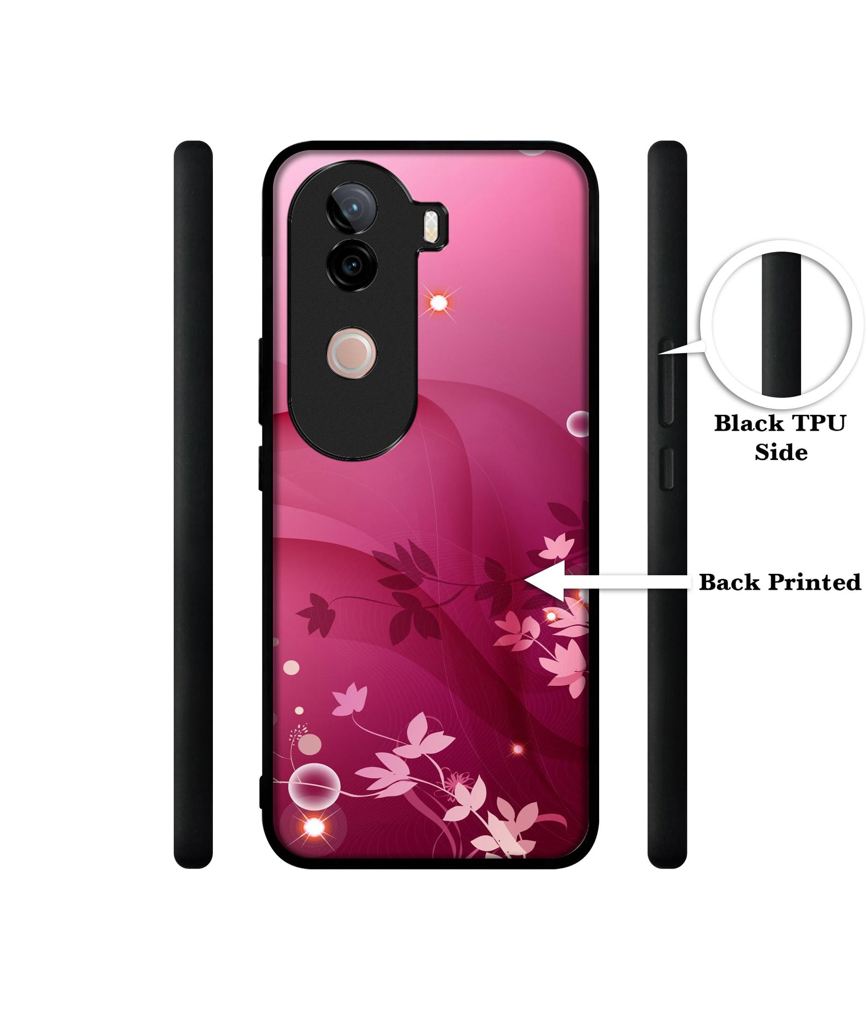 Pink Abstract Design Designer 2D Printed Back Case Cover for Vivo V40e 5G / iQOO Z9s 5G