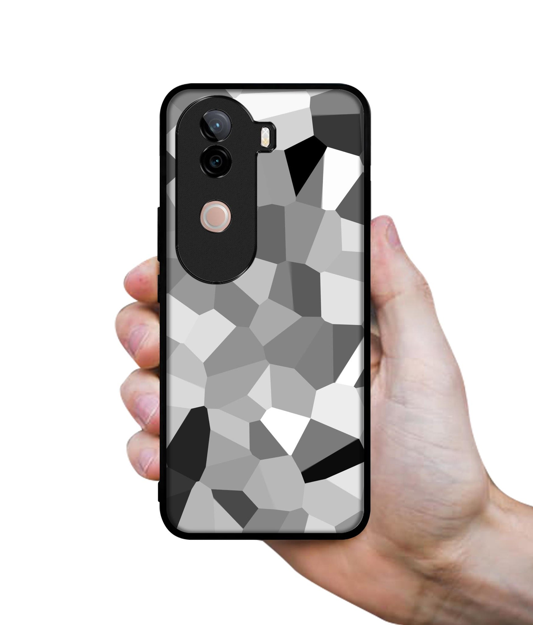 Black & White Mathematical Shape Design Designer 2D Printed Back Case Cover for Vivo V40e 5G / iQOO Z9s 5G