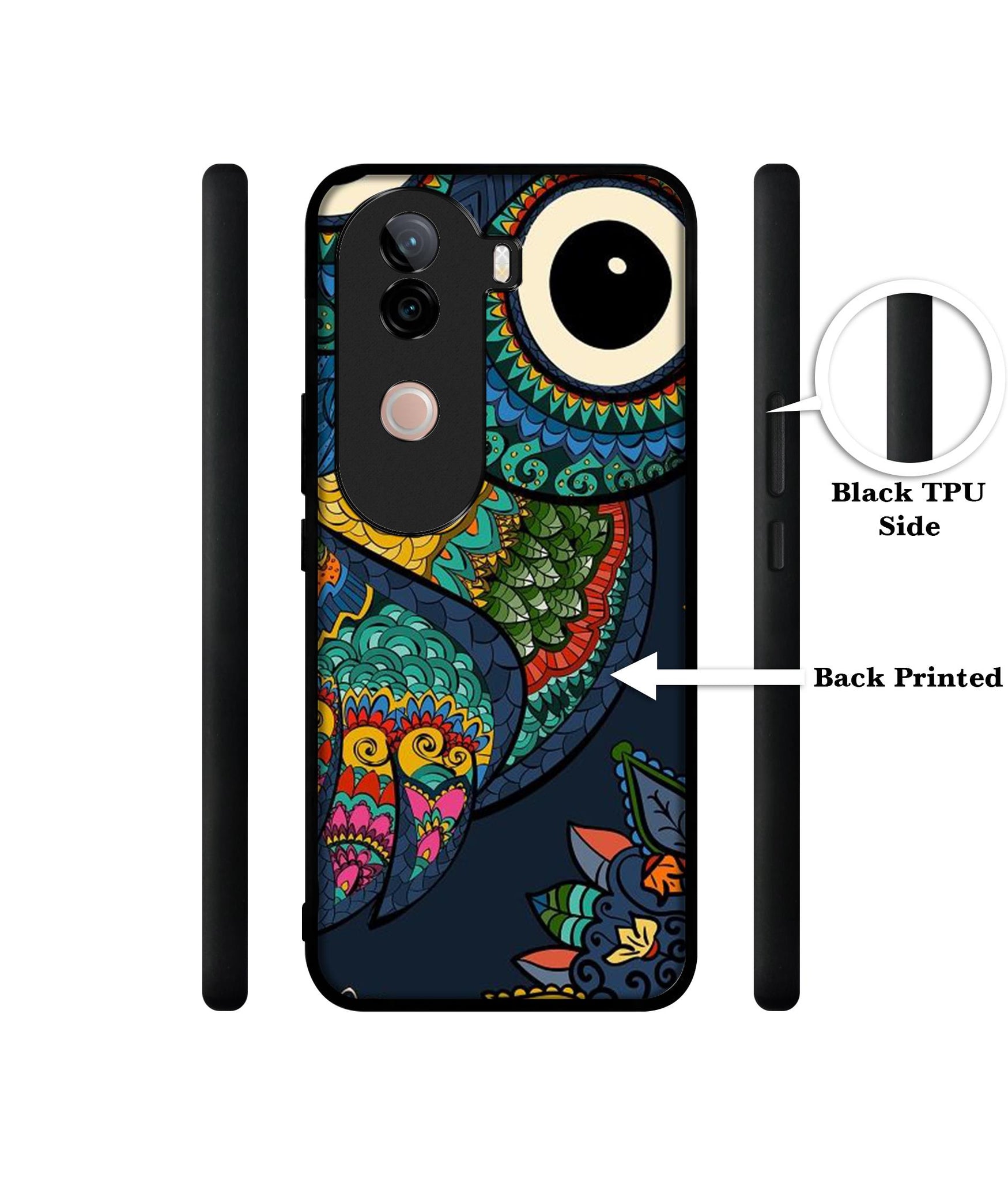 Owl Illustration Design Designer 2D Printed Back Case Cover for Vivo V40e 5G / iQOO Z9s 5G