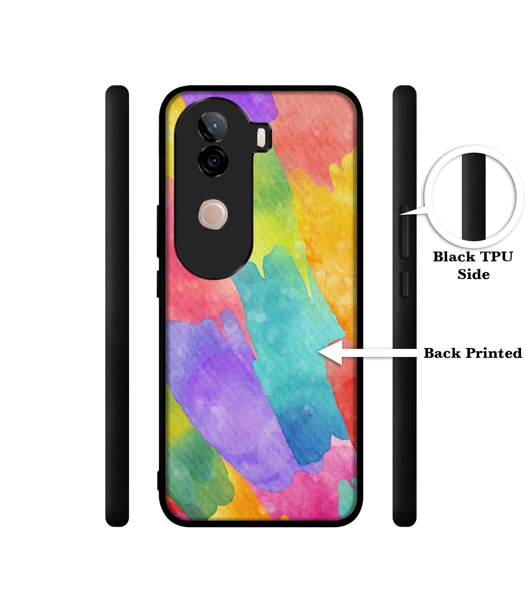 Water Paint Colorful Abstract Design Designer 2D Printed Back Case Cover for Vivo V40e 5G / iQOO Z9s 5G