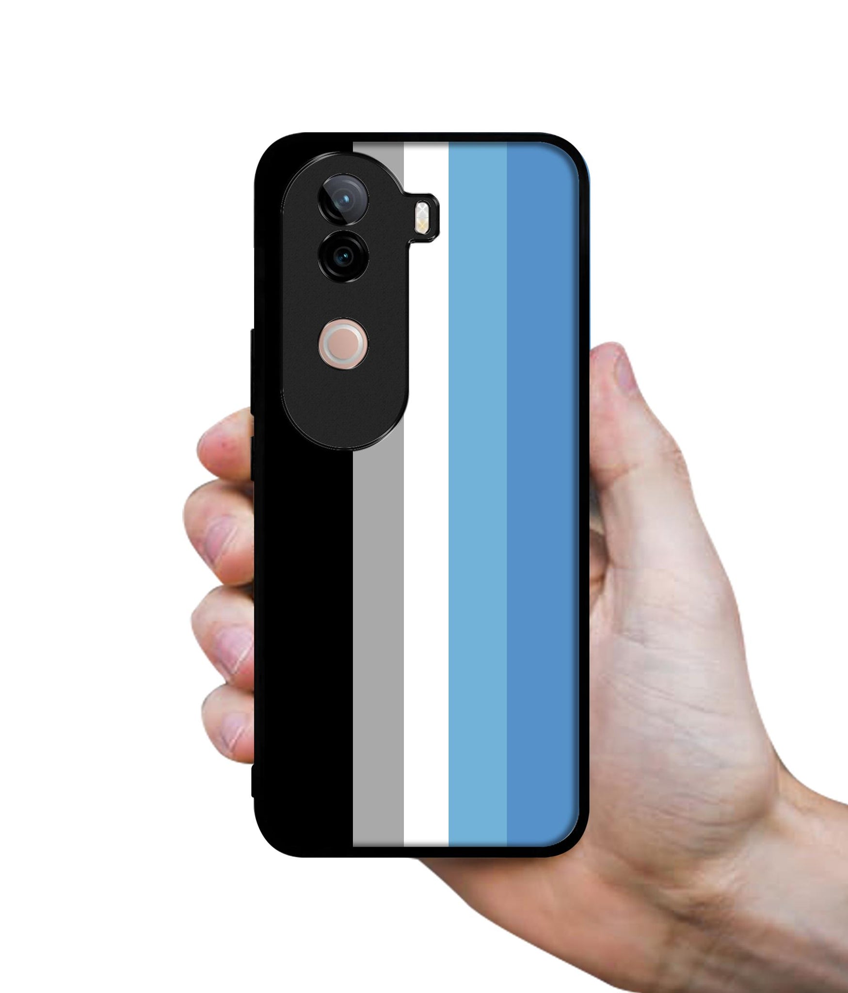 White and Blue Lines Design Designer 2D Printed Back Case Cover for Vivo V40e 5G / iQOO Z9s 5G