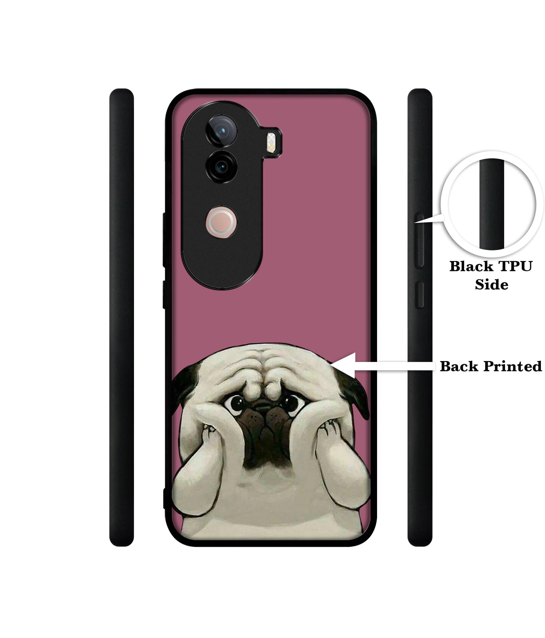 Cute Pug Holding Big Cheeks Design Designer 2D Printed Back Case Cover for Vivo V40e 5G / iQOO Z9s 5G