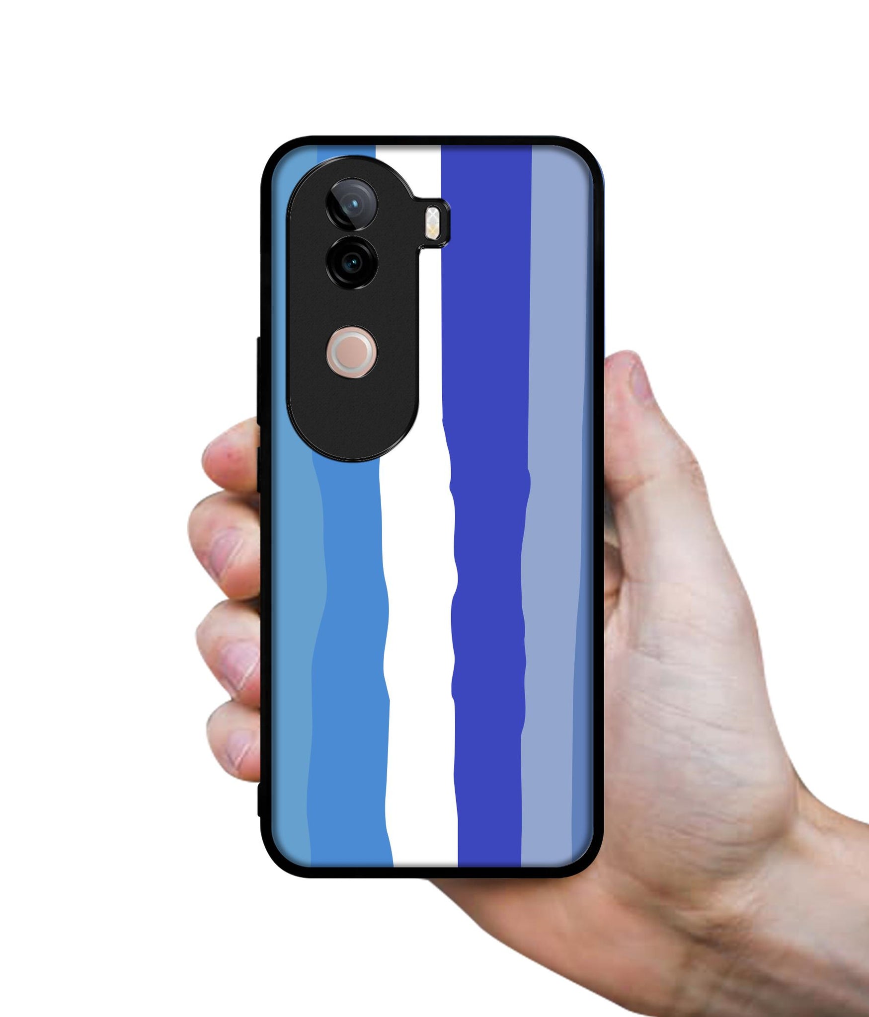 Blue Stripes Rainbow Design Designer 2D Printed Back Case Cover for Vivo V40e 5G / iQOO Z9s 5G