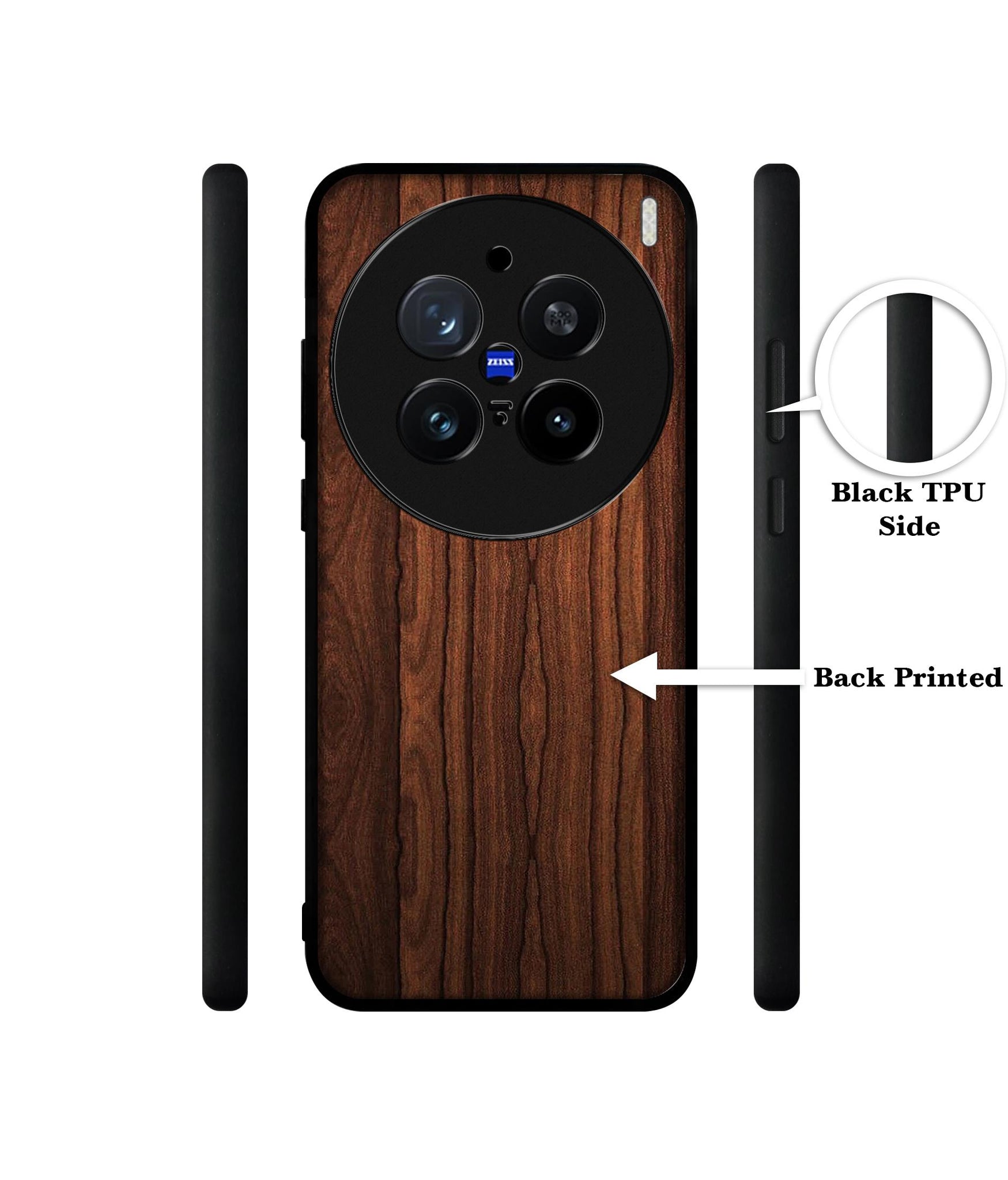 Brown Wooden Texture Design Designer 2D Printed Back Case Cover for Vivo X200 Pro 5G