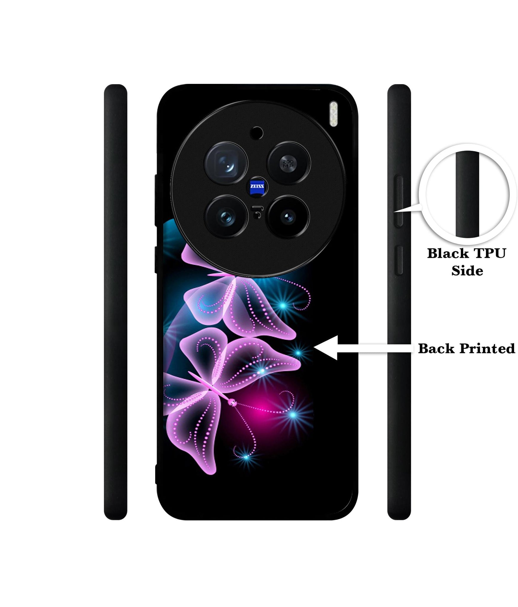 Butterflies Neon Light Design Designer 2D Printed Back Case Cover for Vivo X200 Pro 5G