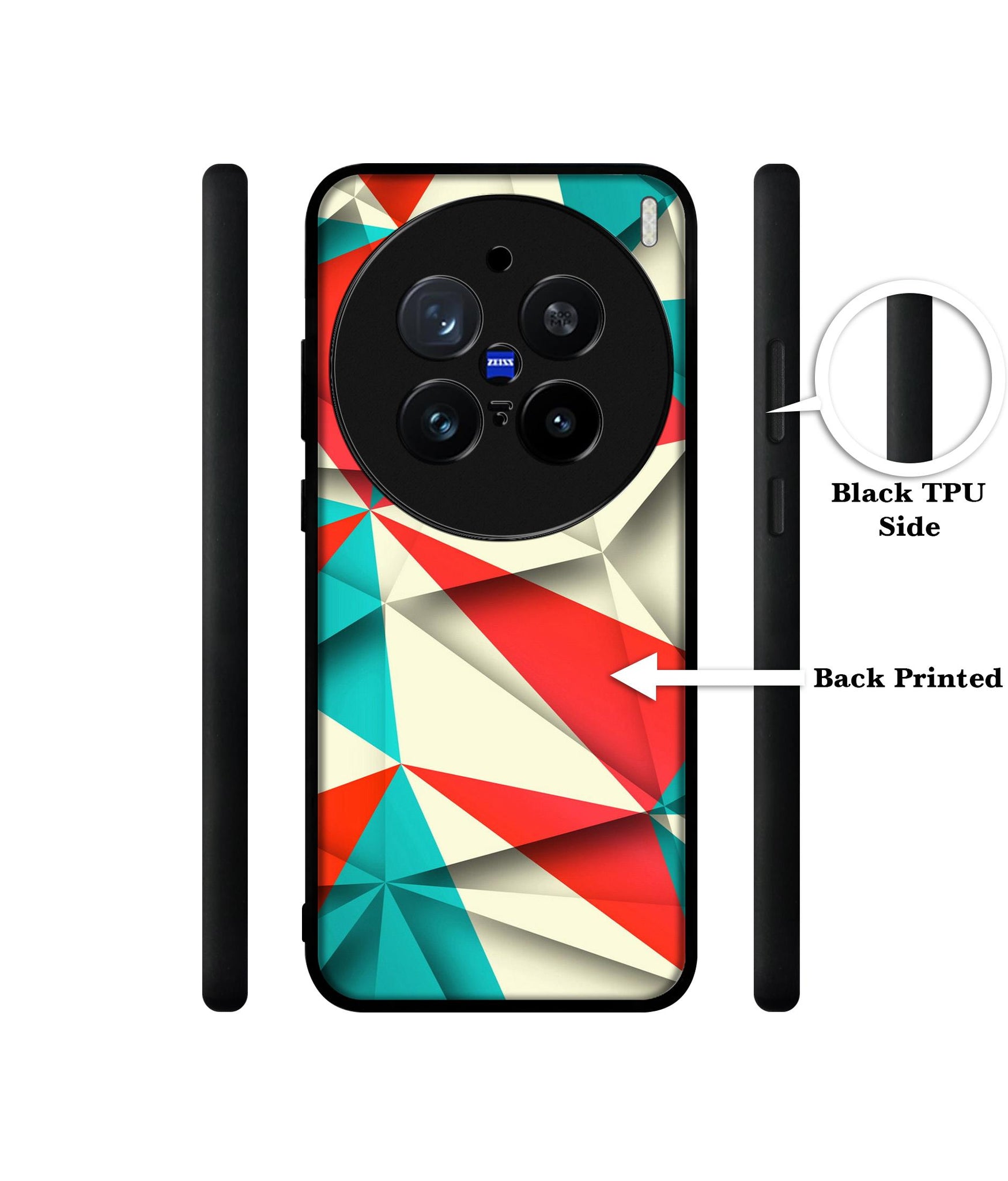 Red Blue White Pattern Design Designer 2D Printed Back Case Cover for Vivo X200 Pro 5G