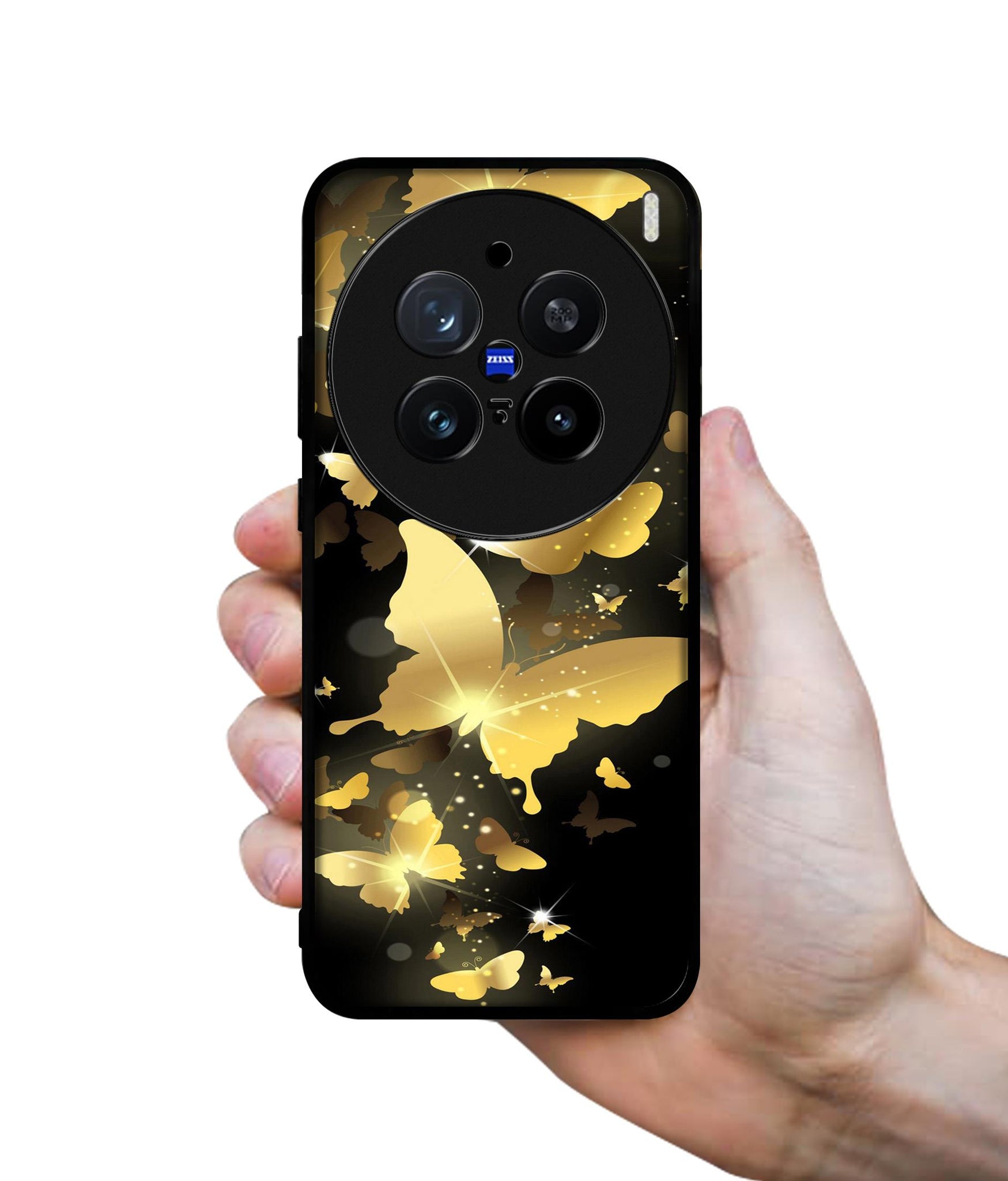 Golden Butterfly Pattern Design Designer 2D Printed Back Case Cover for Vivo X200 Pro 5G