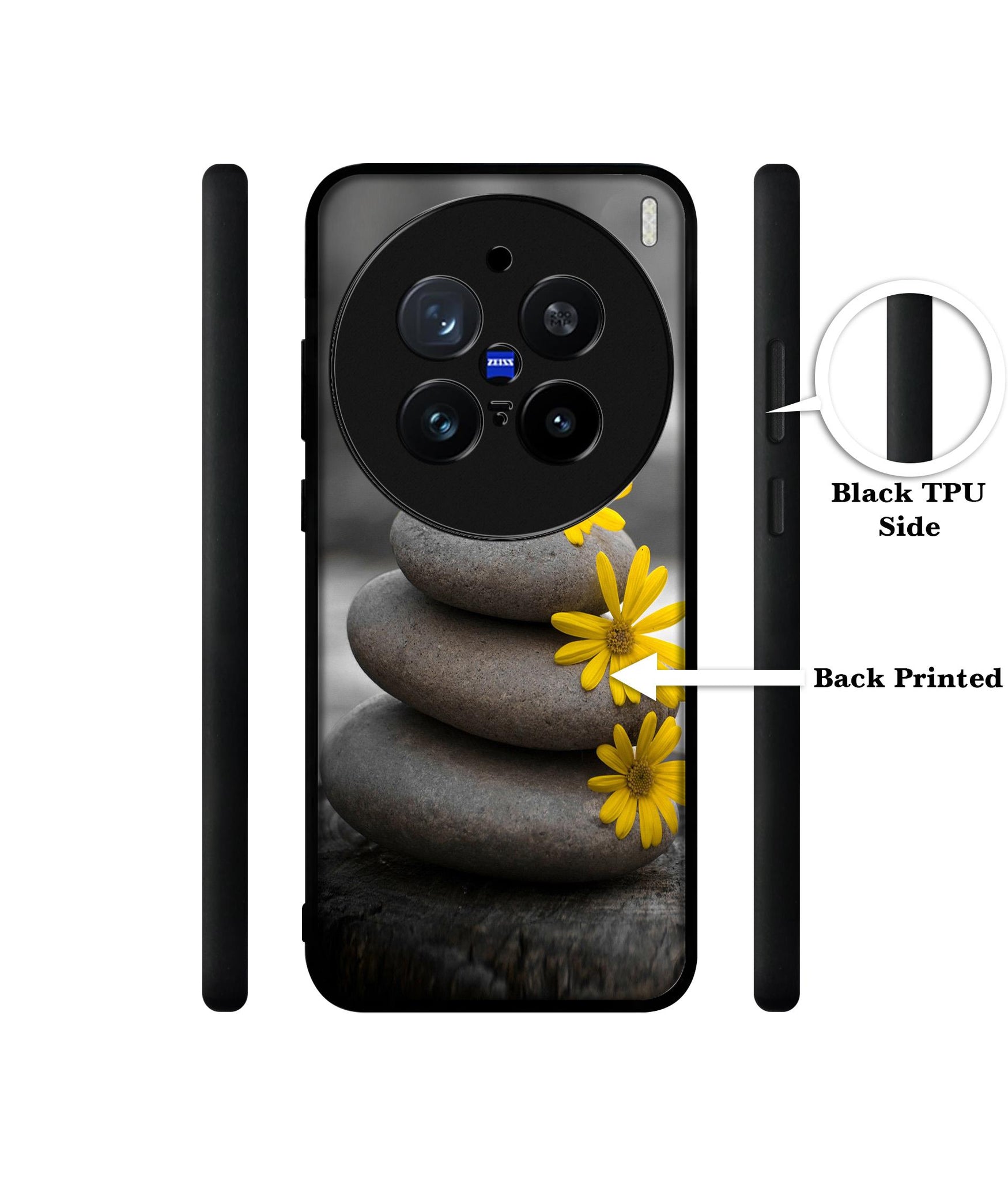 Stones And Flower Design Designer 2D Printed Back Case Cover for Vivo X200 Pro 5G