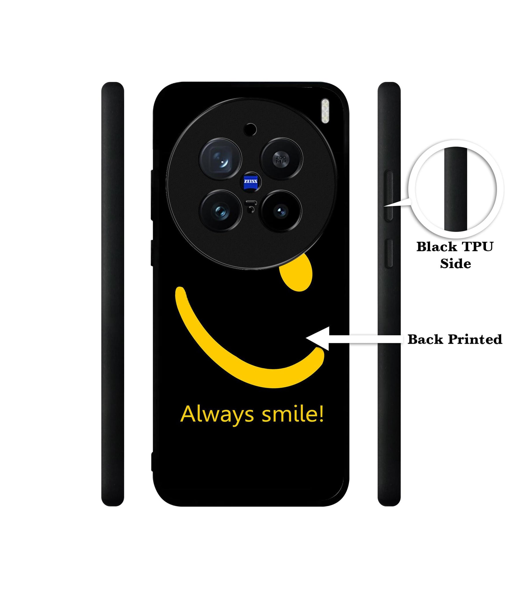 Always Smile Quote Design Designer 2D Printed Back Case Cover for Vivo X200 Pro 5G