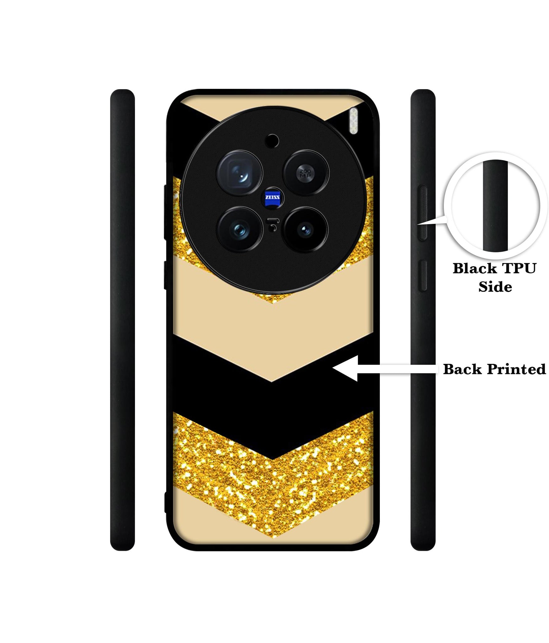Black & Gold Design Designer 2D Printed Back Case Cover for Vivo X200 Pro 5G