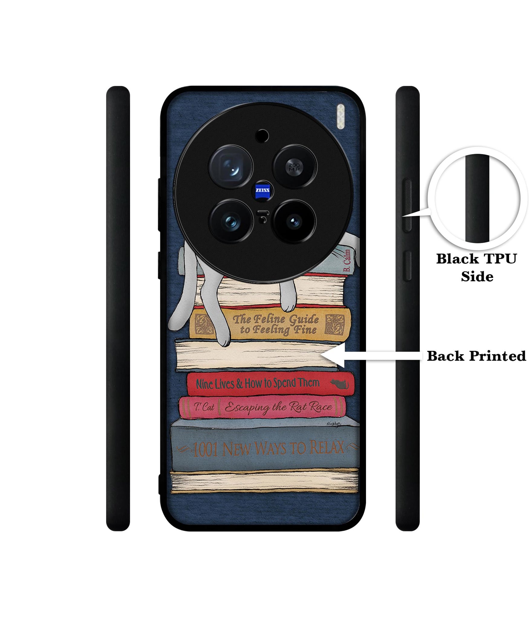 Cat Sleeping On The Books Design Designer 2D Printed Back Case Cover for Vivo X200 Pro 5G