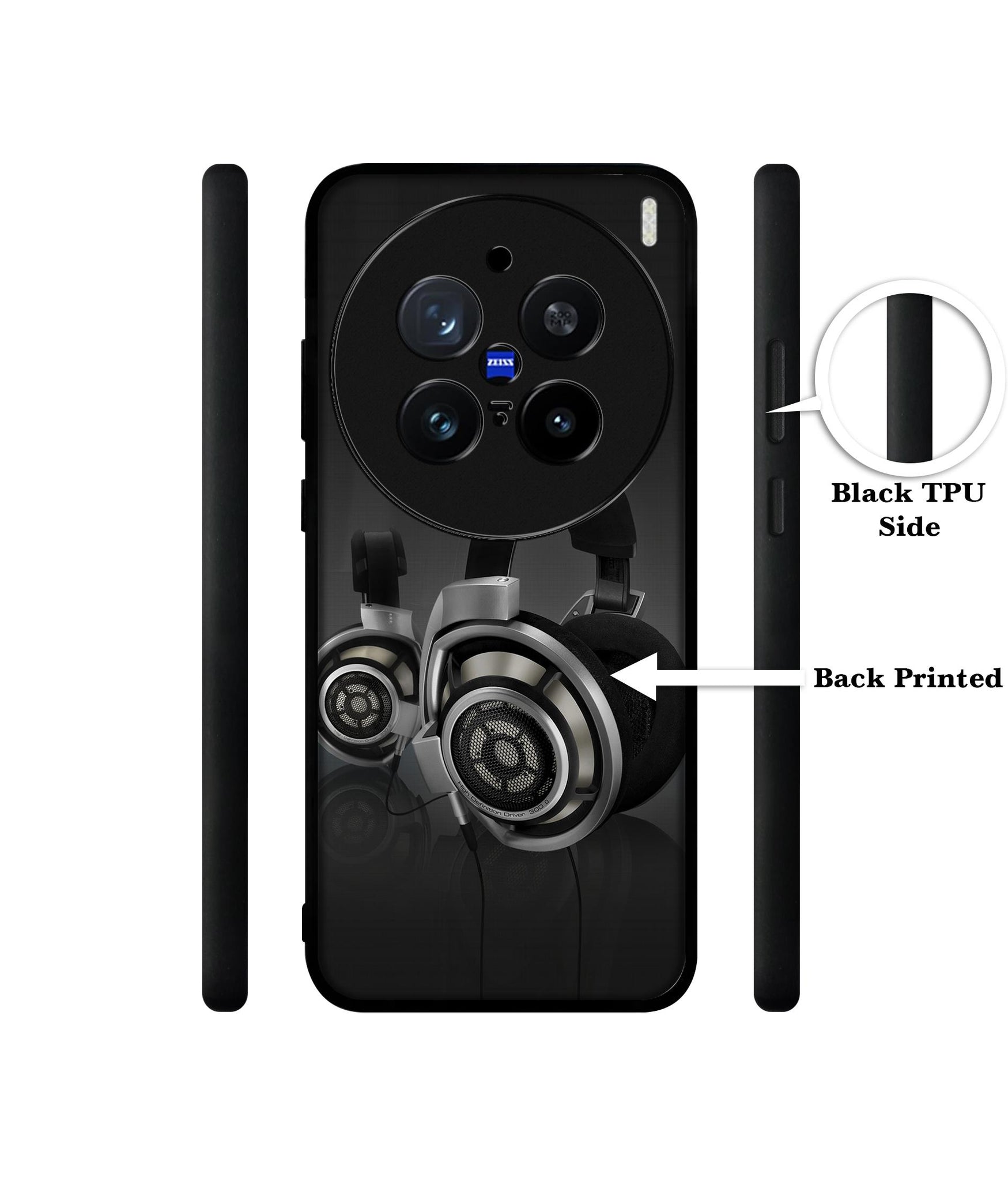 Head Phone Design Designer 2D Printed Back Case Cover for Vivo X200 Pro 5G