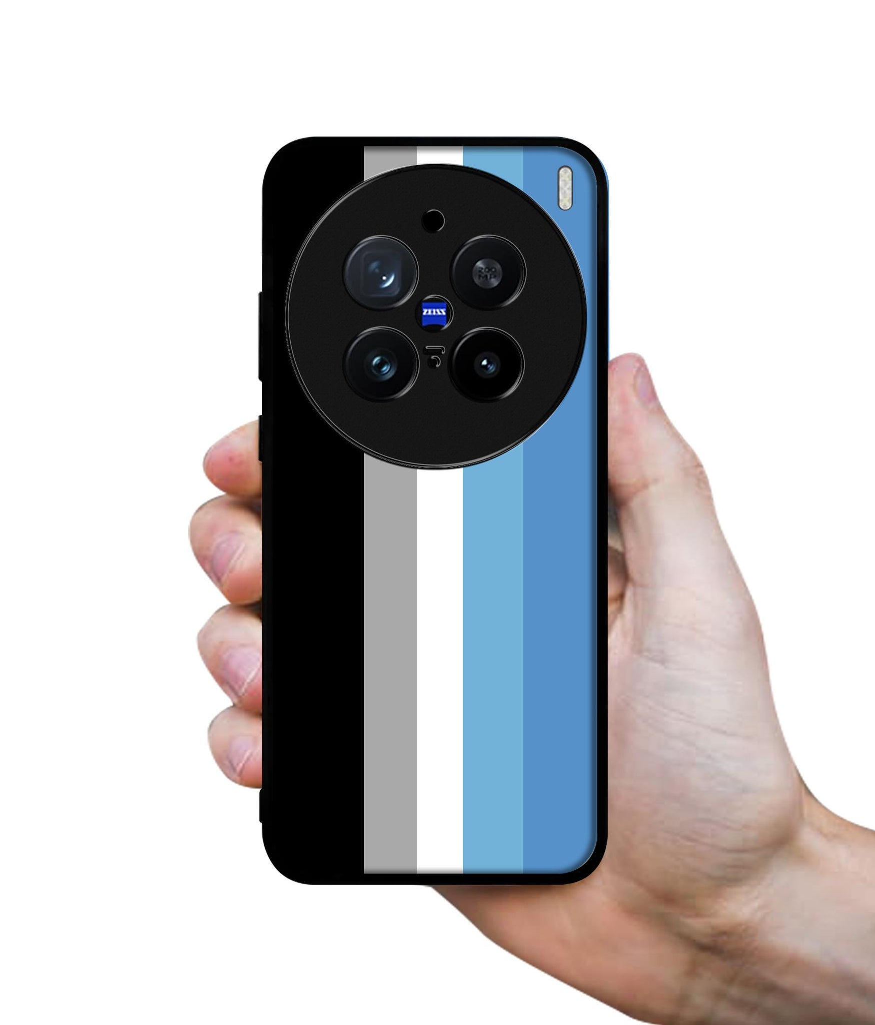 White and Blue Lines Design Designer 2D Printed Back Case Cover for Vivo X200 Pro 5G