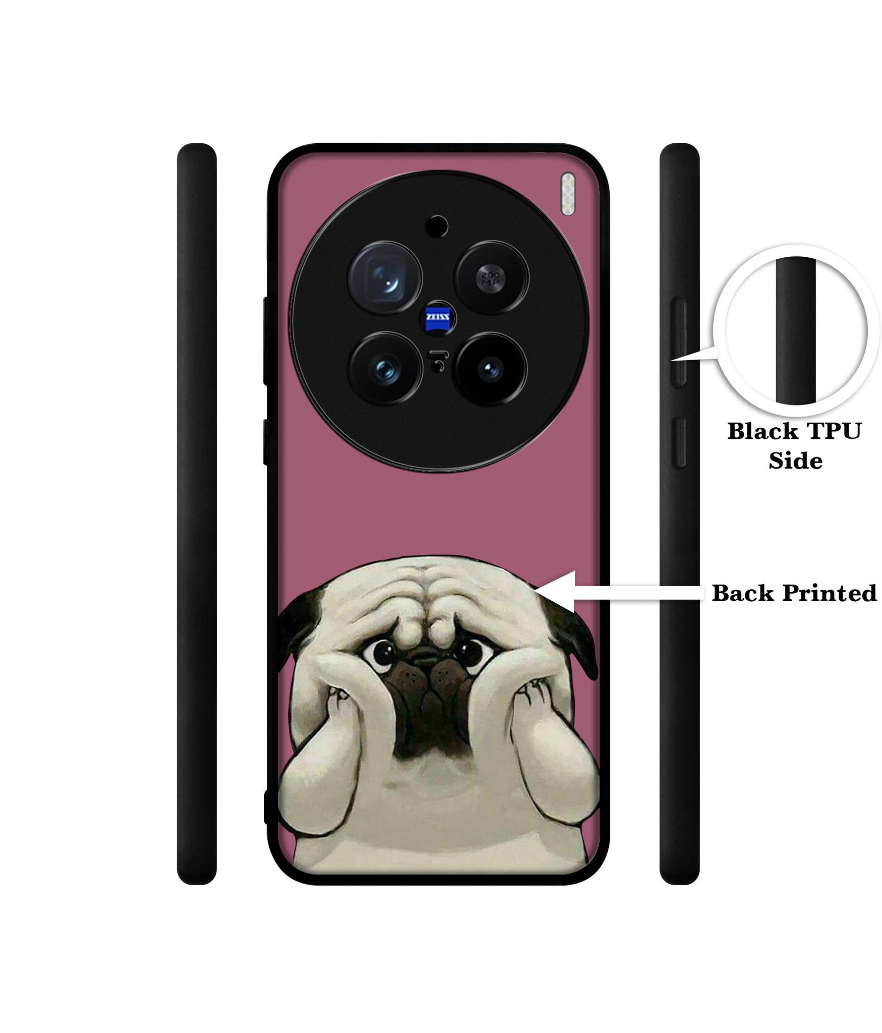 Cute Pug Holding Big Cheeks Design Designer 2D Printed Back Case Cover for Vivo X200 Pro 5G