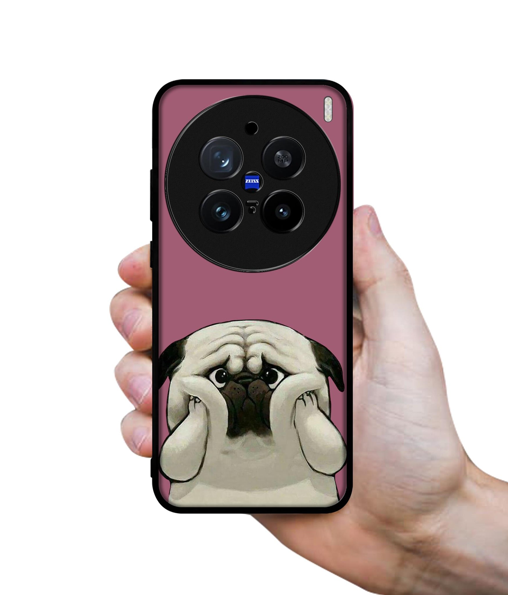 Cute Pug Holding Big Cheeks Design Designer 2D Printed Back Case Cover for Vivo X200 Pro 5G