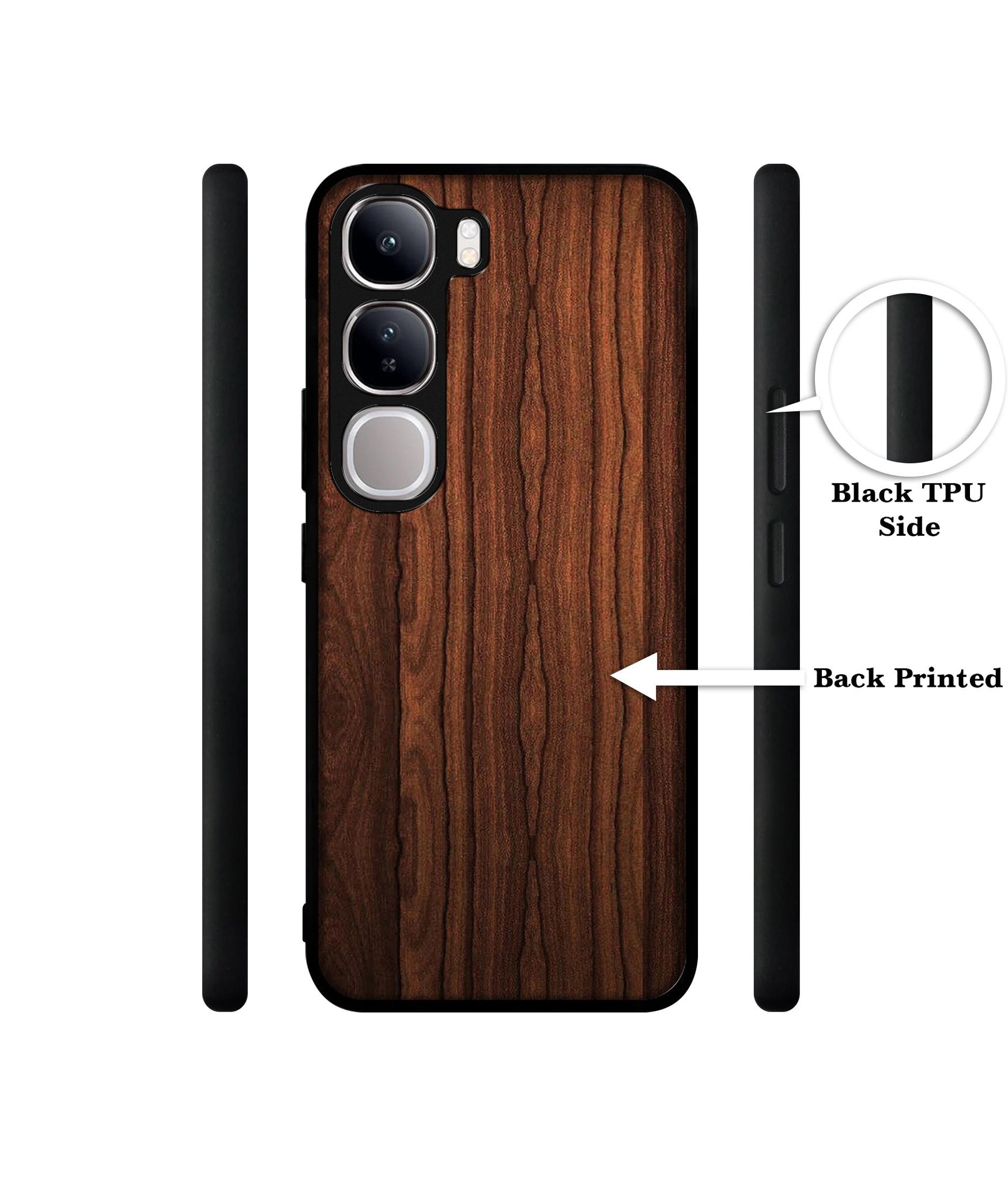 Brown Wooden Texture Design Designer 2D Printed Back Case Cover for Vivo Y300 5G / V40 Lite 5G