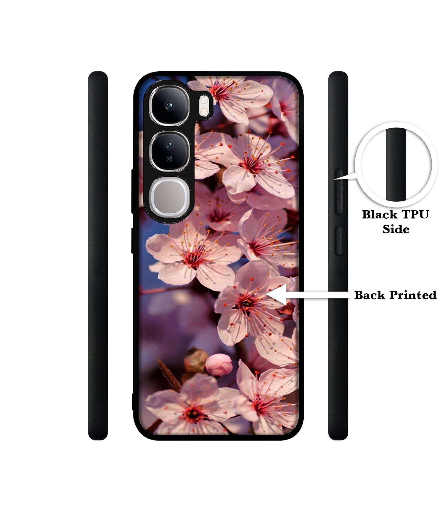 Pink Flowers Pattern Design Designer 2D Printed Back Case Cover for Vivo Y300 5G / V40 Lite 5G