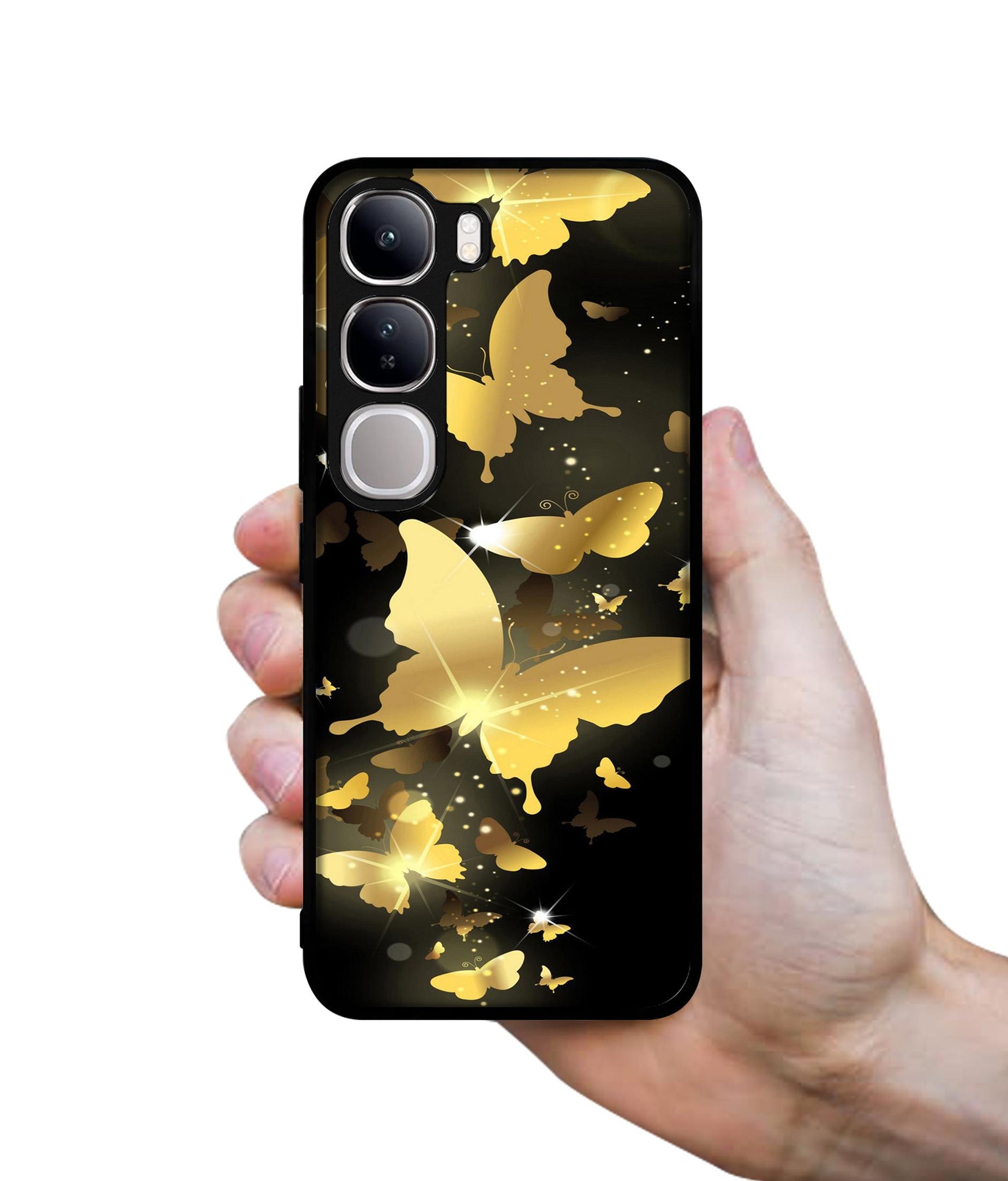 Golden Butterfly Pattern Design Designer 2D Printed Back Case Cover for Vivo Y300 5G / V40 Lite 5G