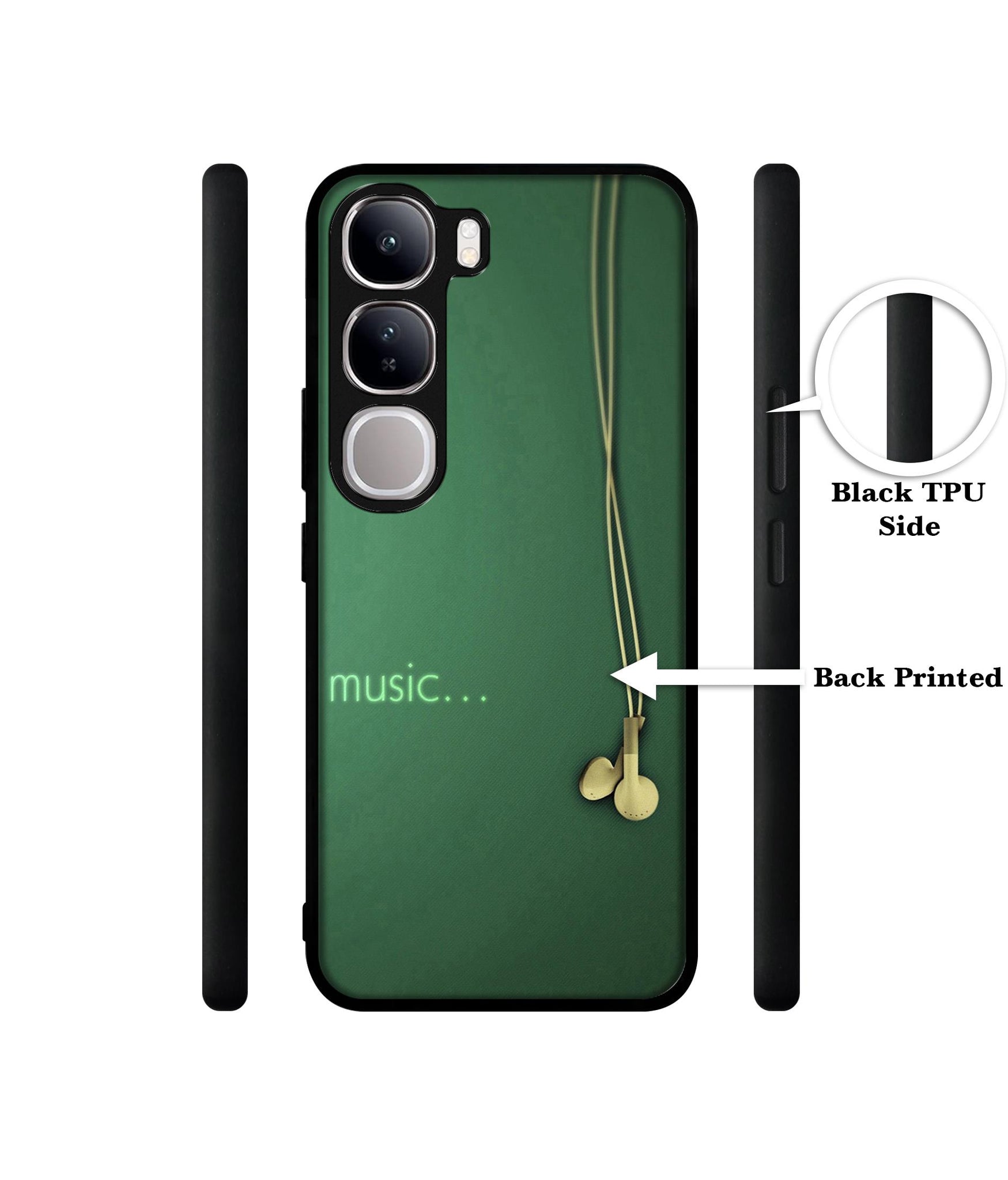 Headphone Music Design Designer 2D Printed Back Case Cover for Vivo Y300 5G / V40 Lite 5G