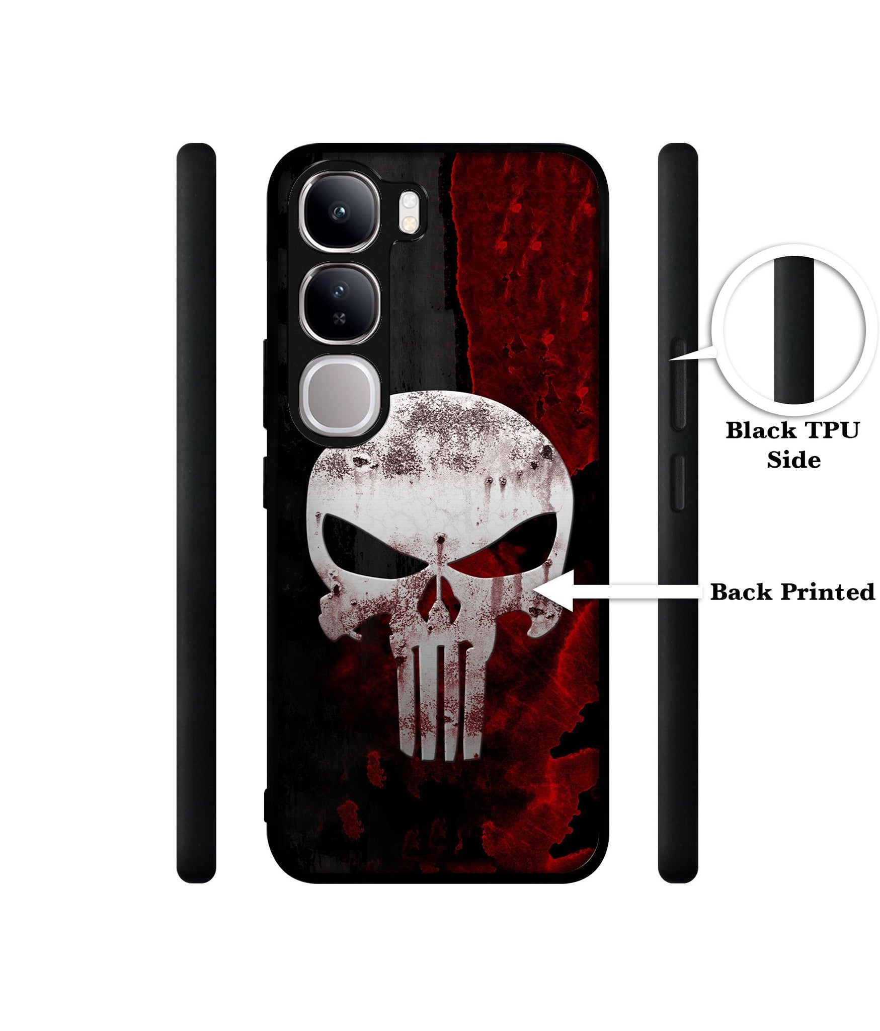 Punisher Skull Design Designer 2D Printed Back Case Cover for Vivo Y300 5G / V40 Lite 5G